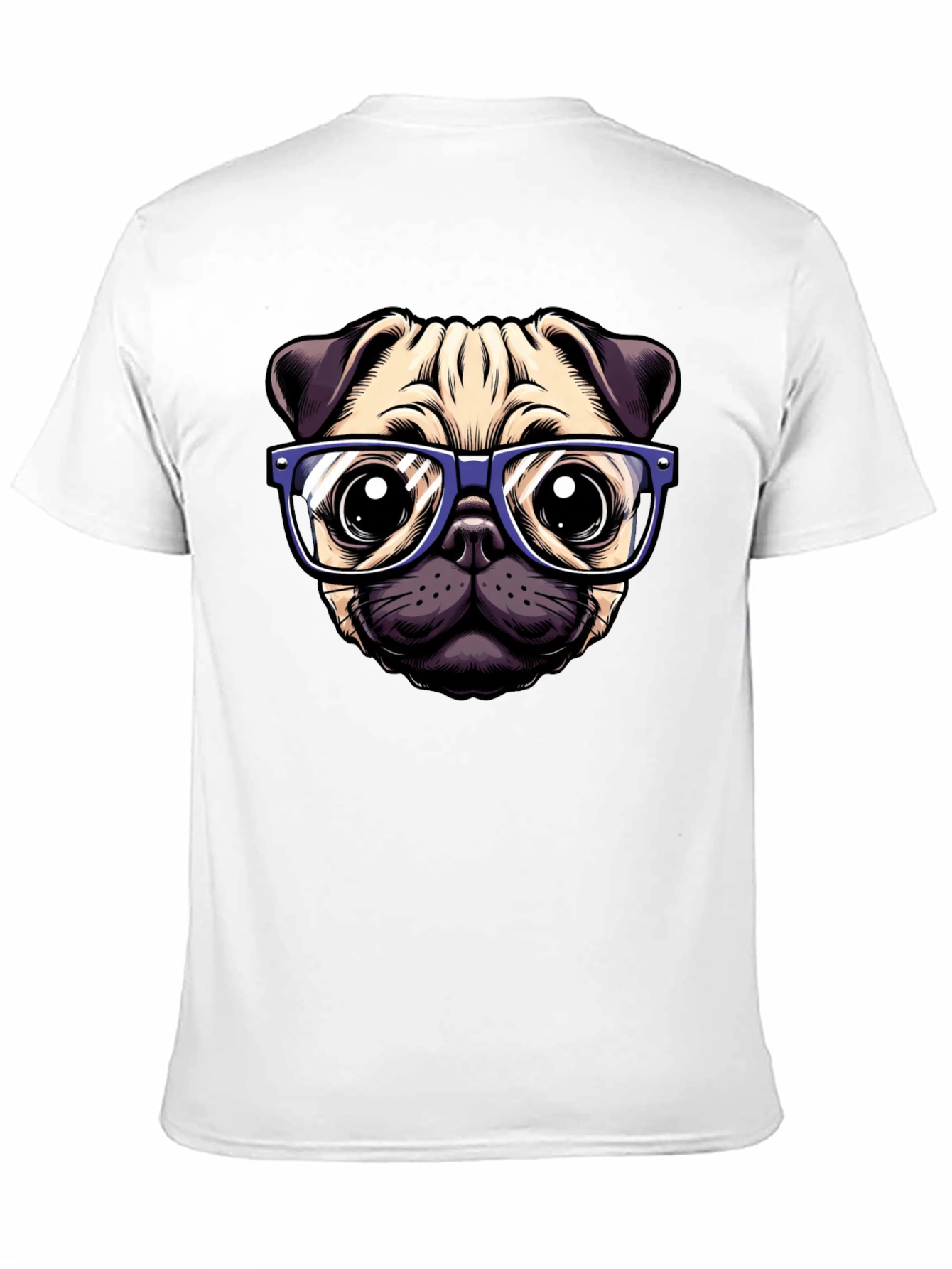 Black Pug with Glasses Graphic Tee - Black view 11
