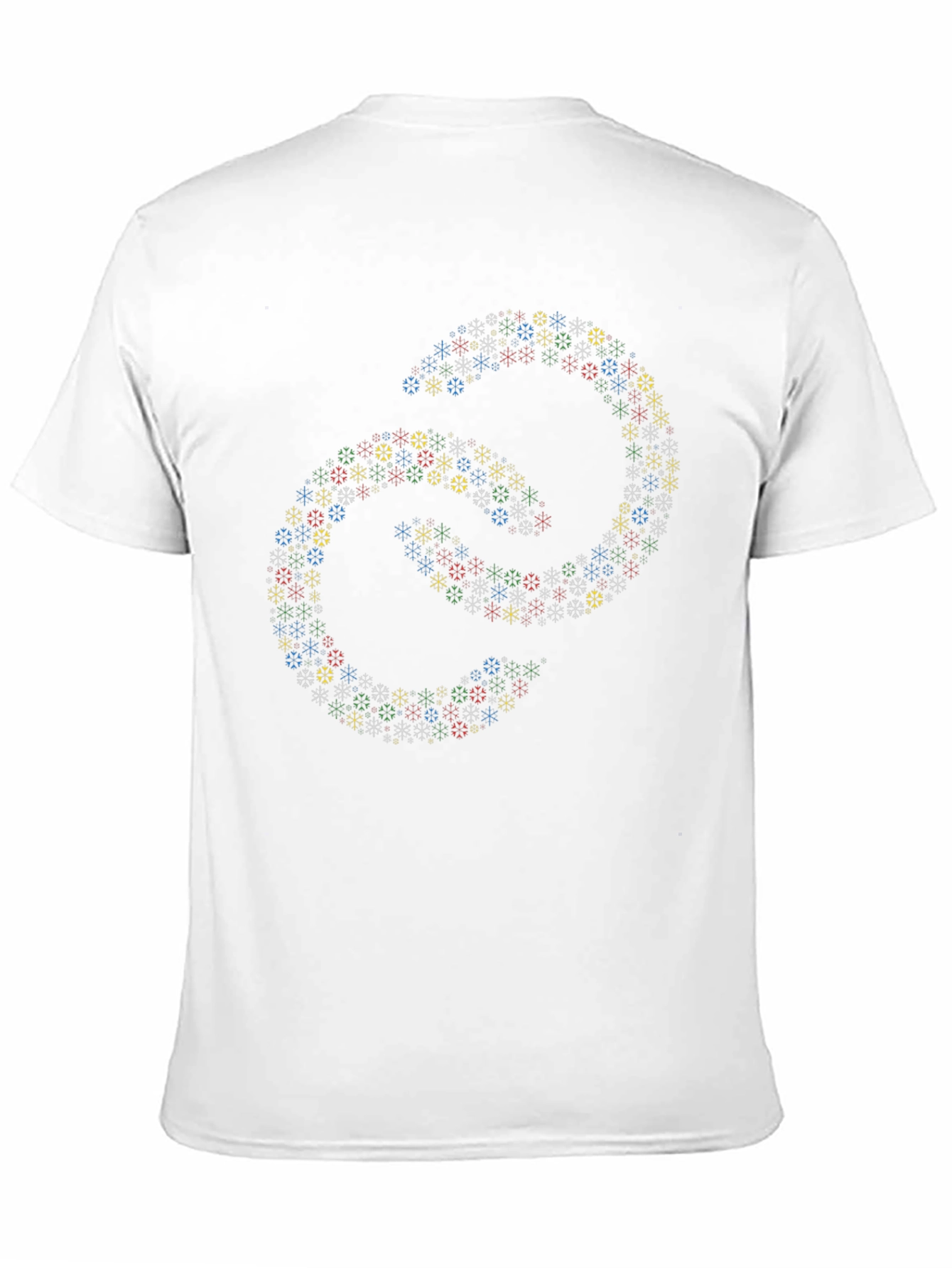 Black Abstract Linked Snowflake Pattern Black T-Shirt view 11