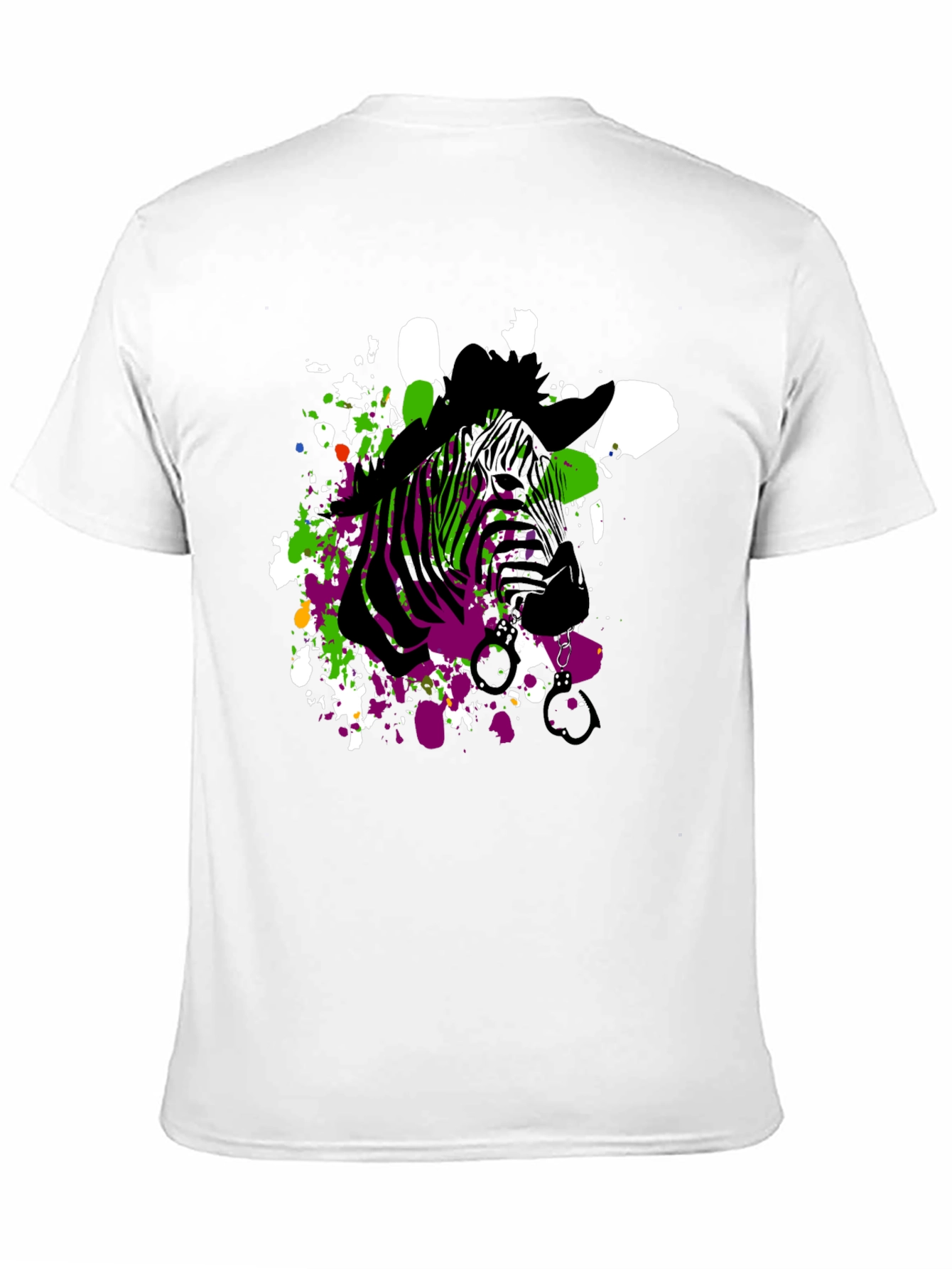 Black Zebra Art Men's Black T-Shirt view 11