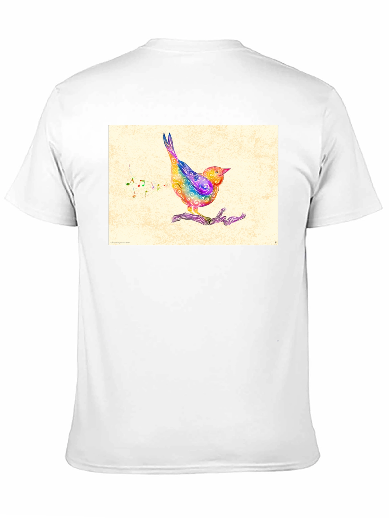 Black Rainbow Bird Music Note Graphic Tee view 11
