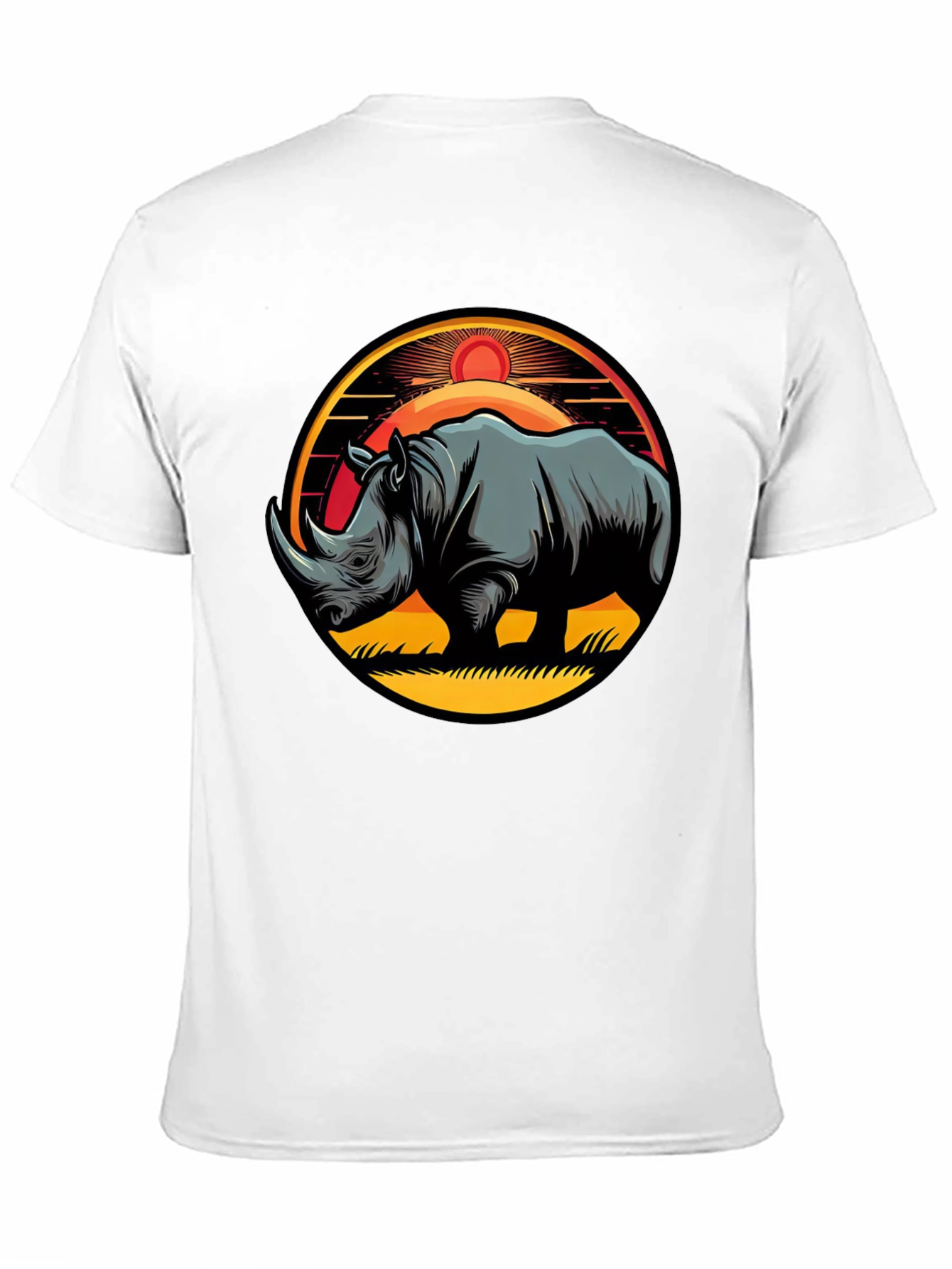 Black Rhino Sunset Graphic Tee - Stylish Men's Black T-Shirt view 11