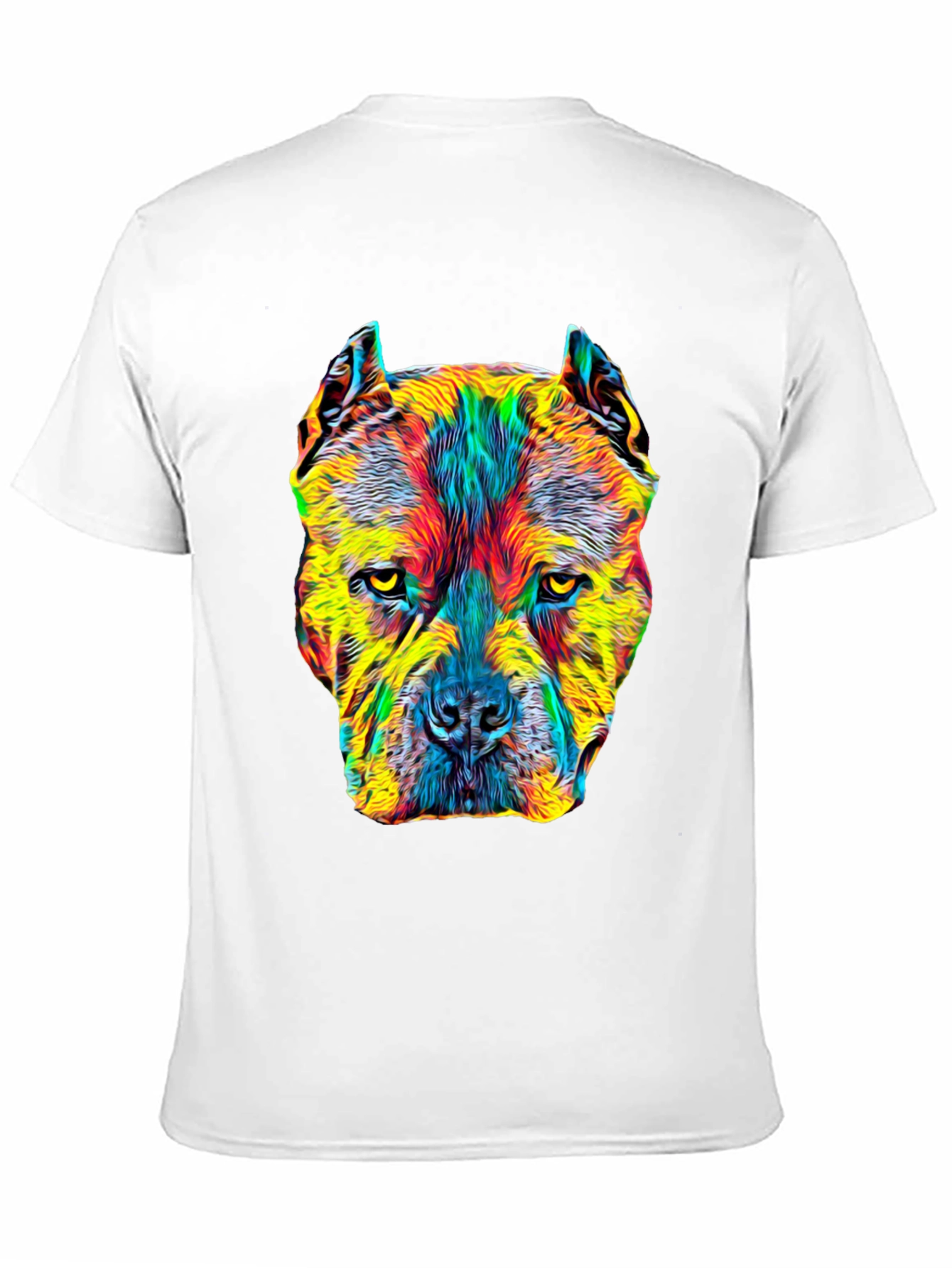 Black Colorful Pitbull Dog Graphic Print Black T-Shirt view 11