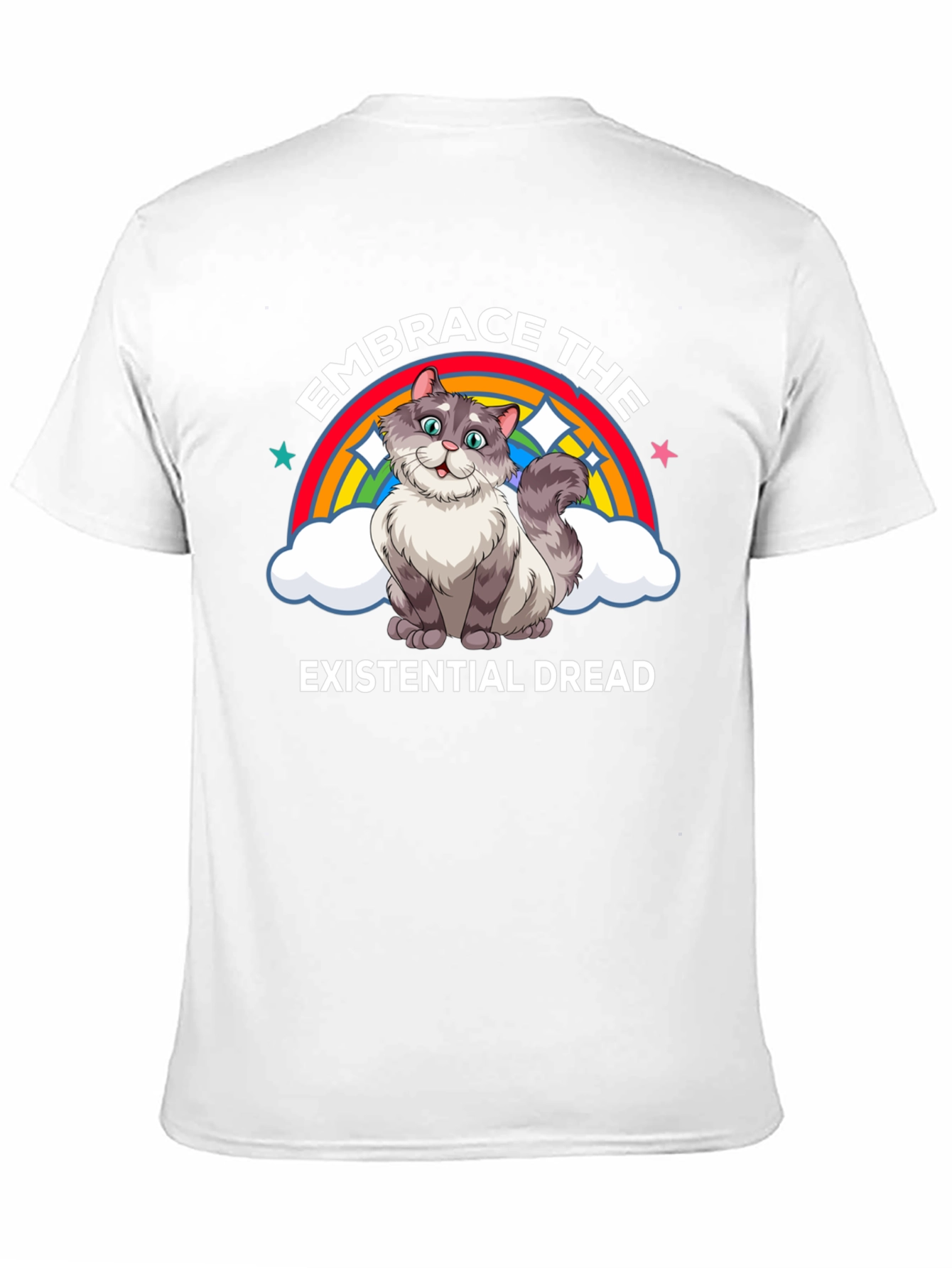 Black Embrace Existential Dread Cat T-Shirt view 11