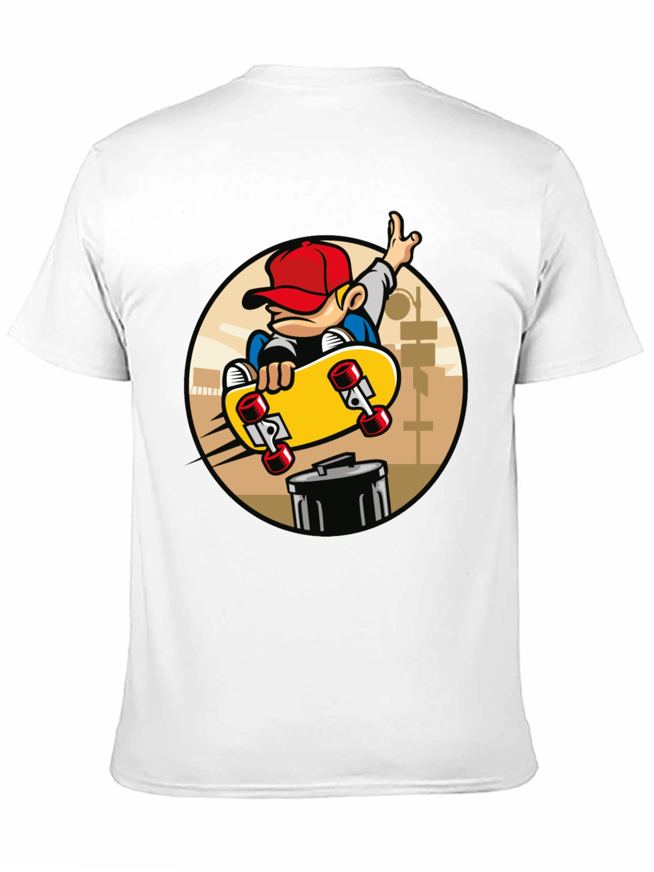 Black Skateboarder Graphic Tee - Black Cotton Blend T-Shirt view 11