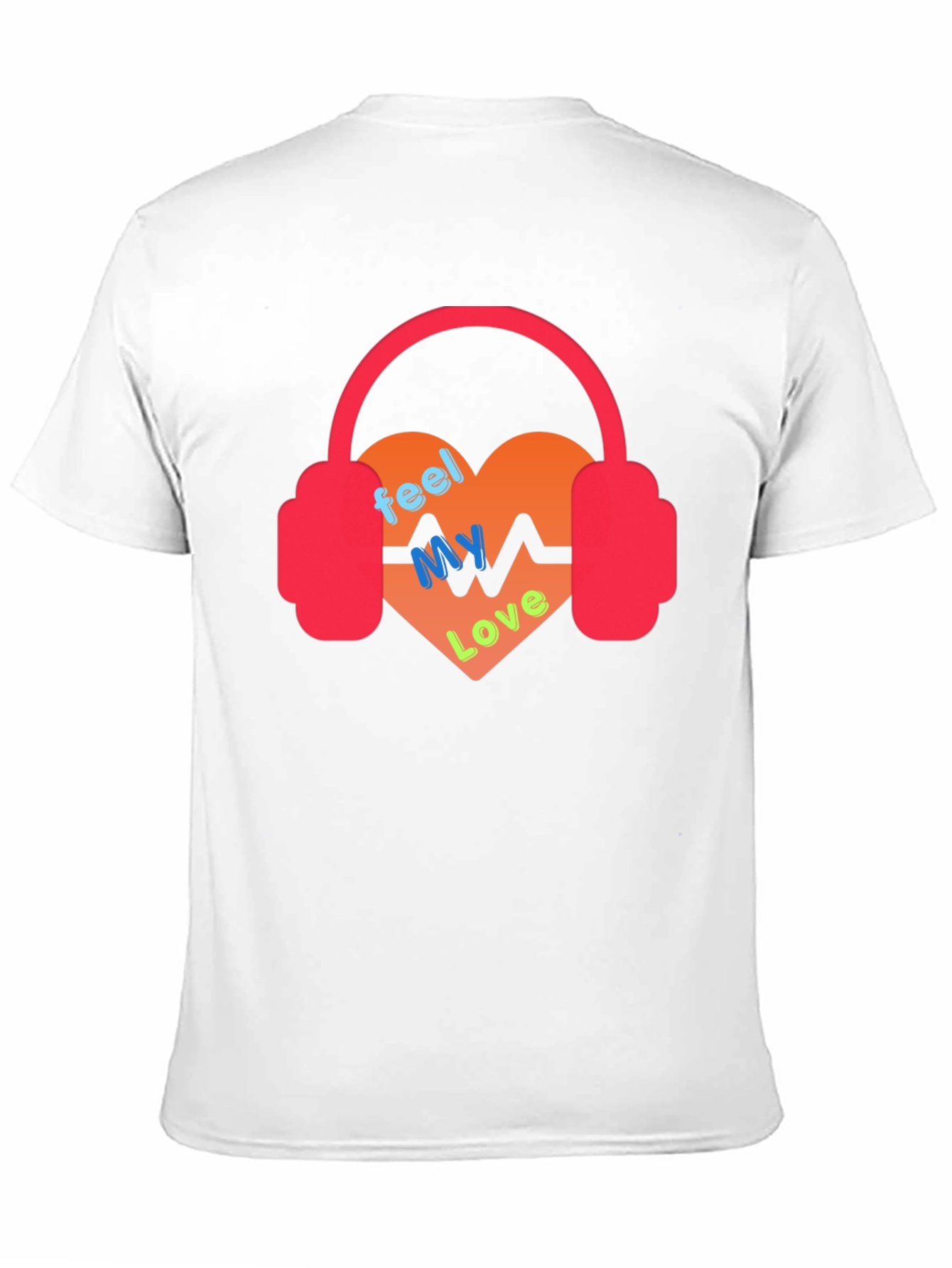 Black Feel My Love Heartbeat Headphones Graphic Tee view 11