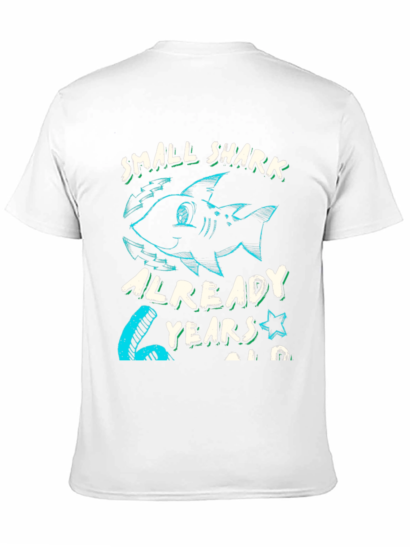 Black Small Shark 6 Years Old Birthday T-Shirt view 11