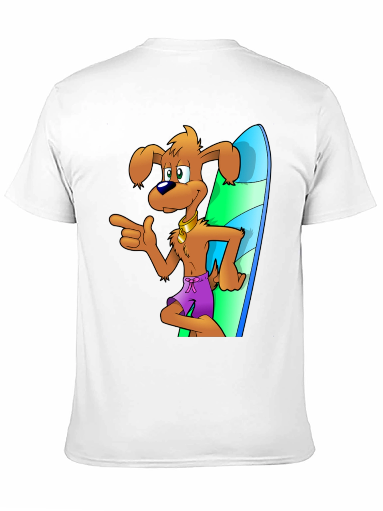 Black Cartoon Dog Surfing T-Shirt view 11