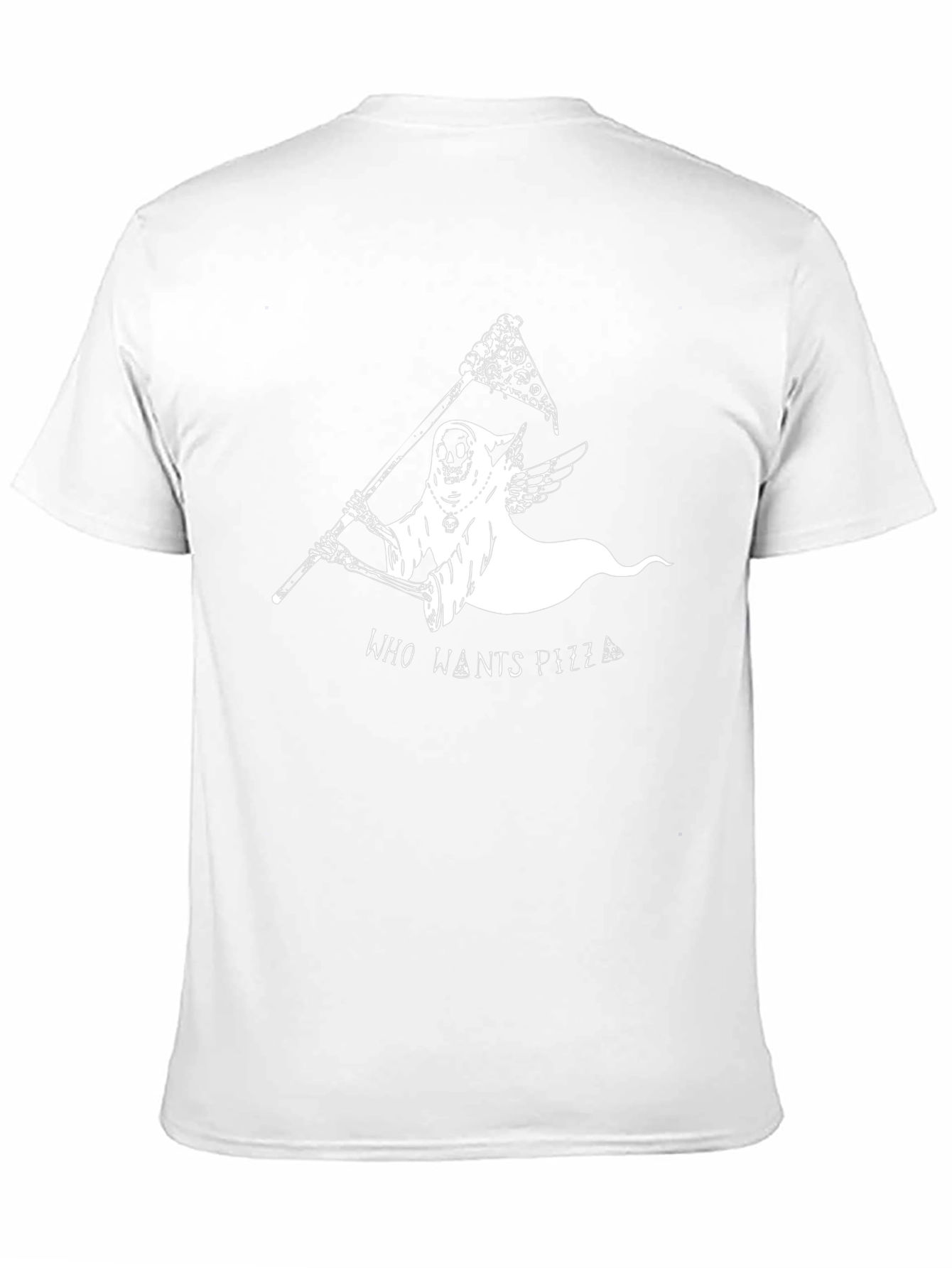 Black Grim Reaper Pizza Flag Graphic T-Shirt view 11