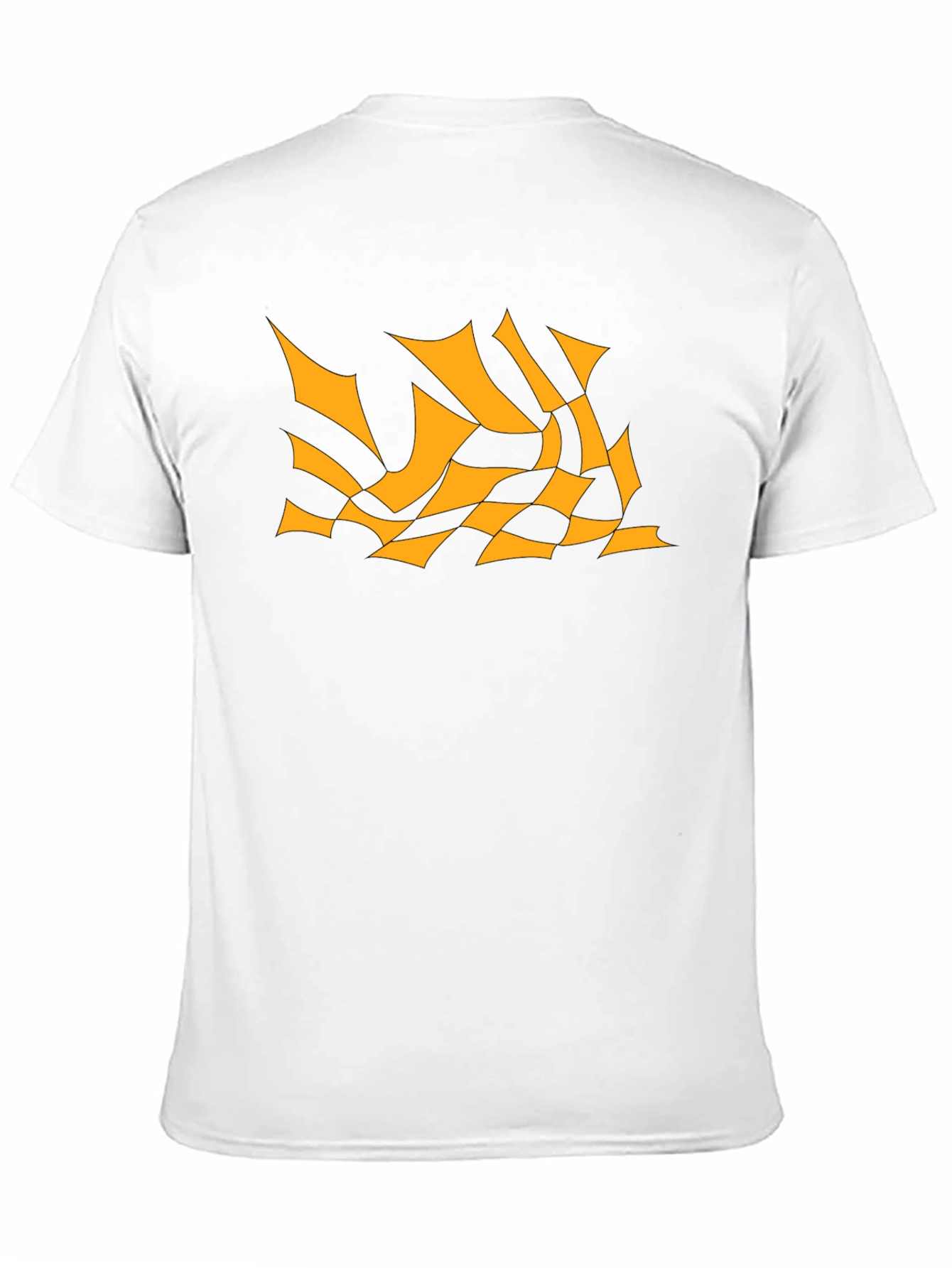 Black Men's Black Tee with Abstract Orange Design view 11