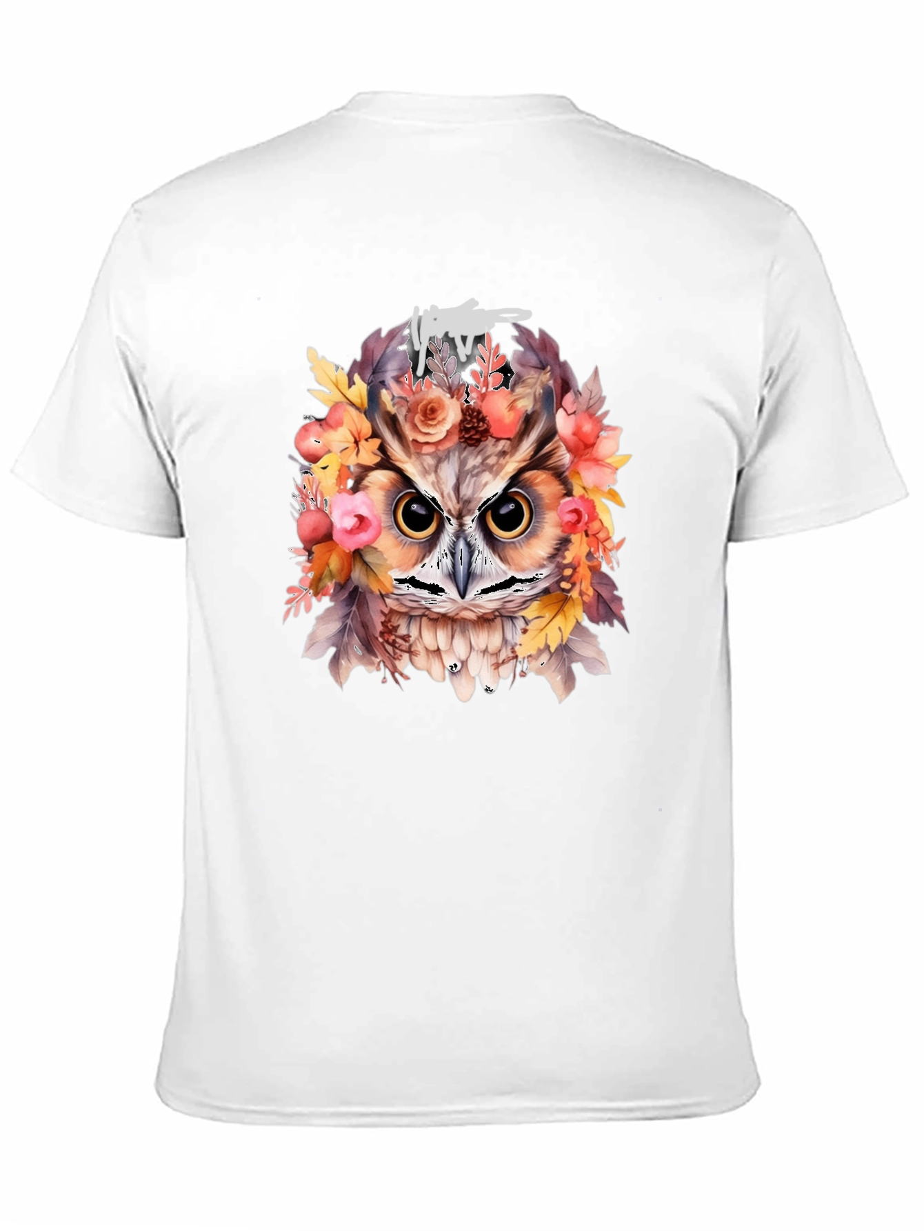 Black Floral Owl Graphic Print Black T-Shirt view 11