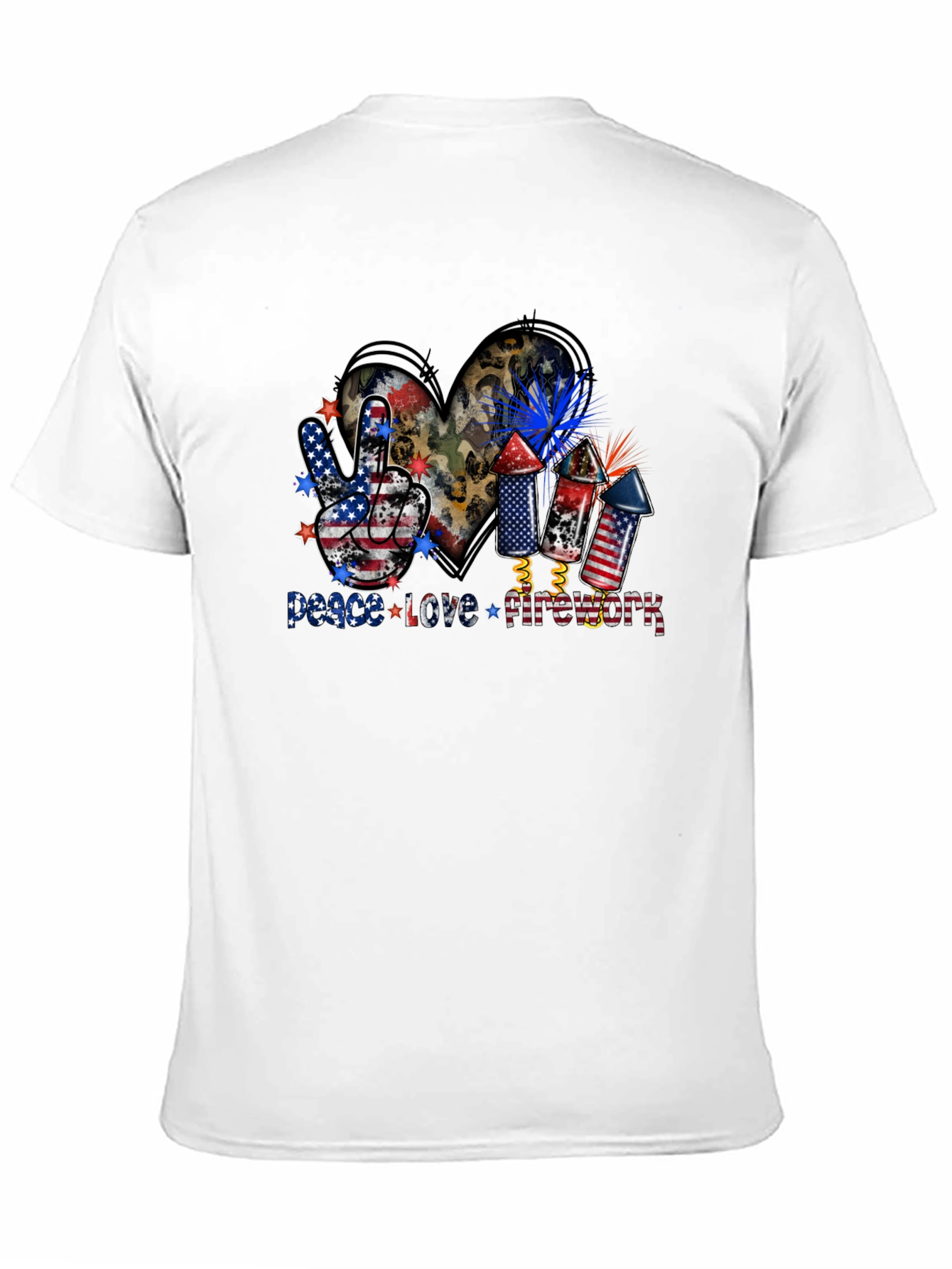 Black Peace Love Fireworks T-Shirt view 11