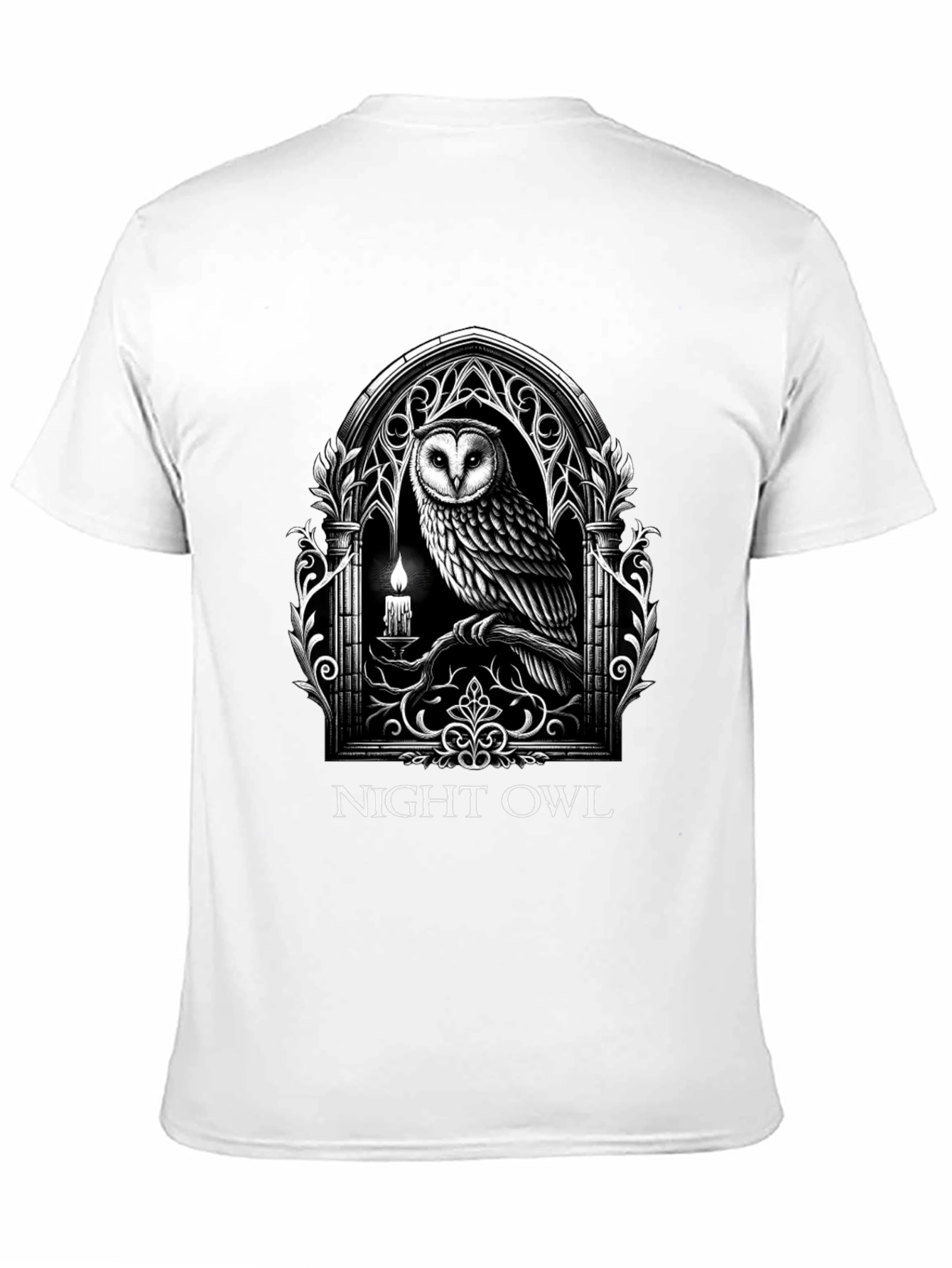 Black Night Owl Gothic Graphic T-Shirt view 11