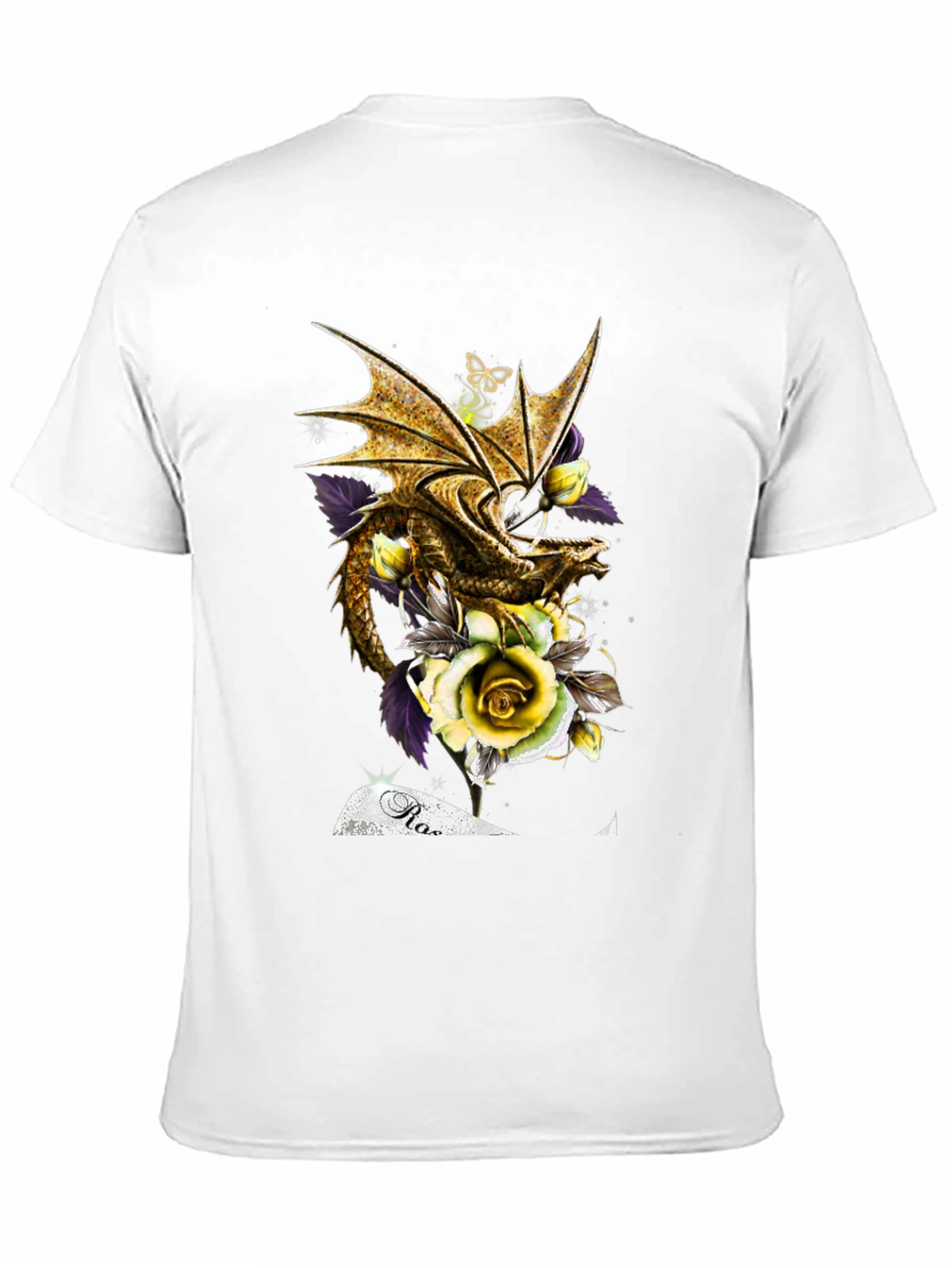 Black Dragon and Roses Graphic Tee view 11