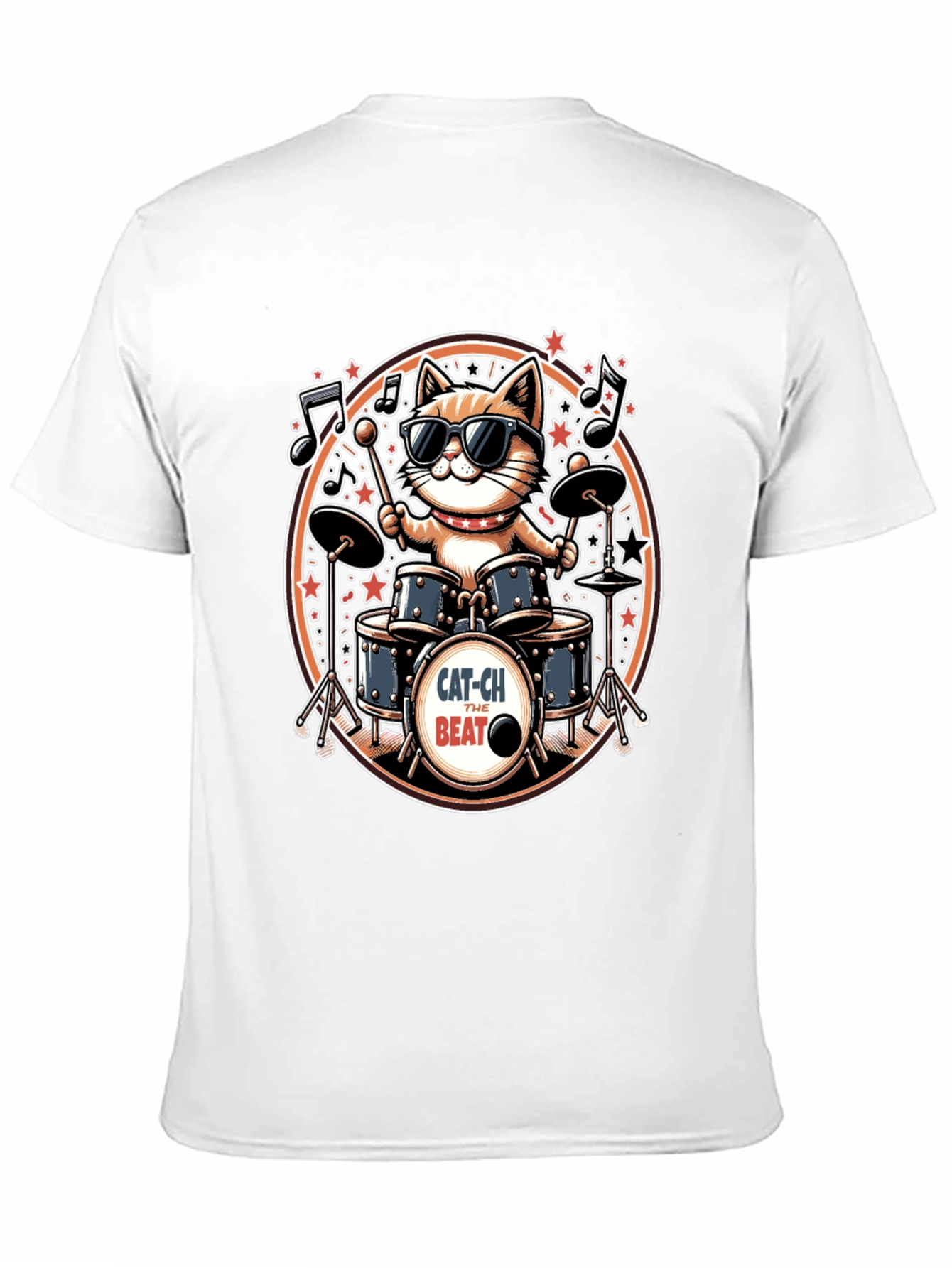 Black Cool Cat Drummer Graphic Tee - Black view 11