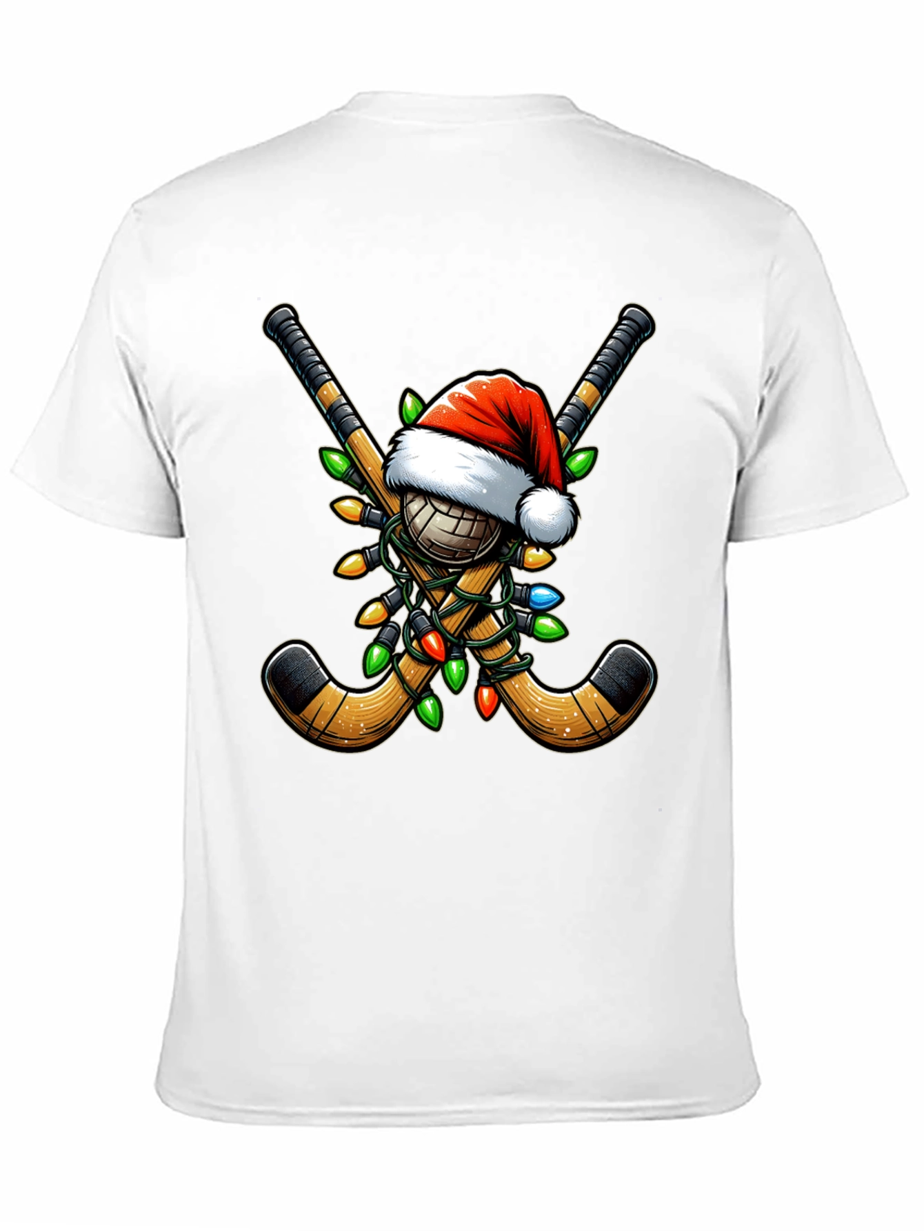 Black Festive Hockey Holiday T-Shirt view 11