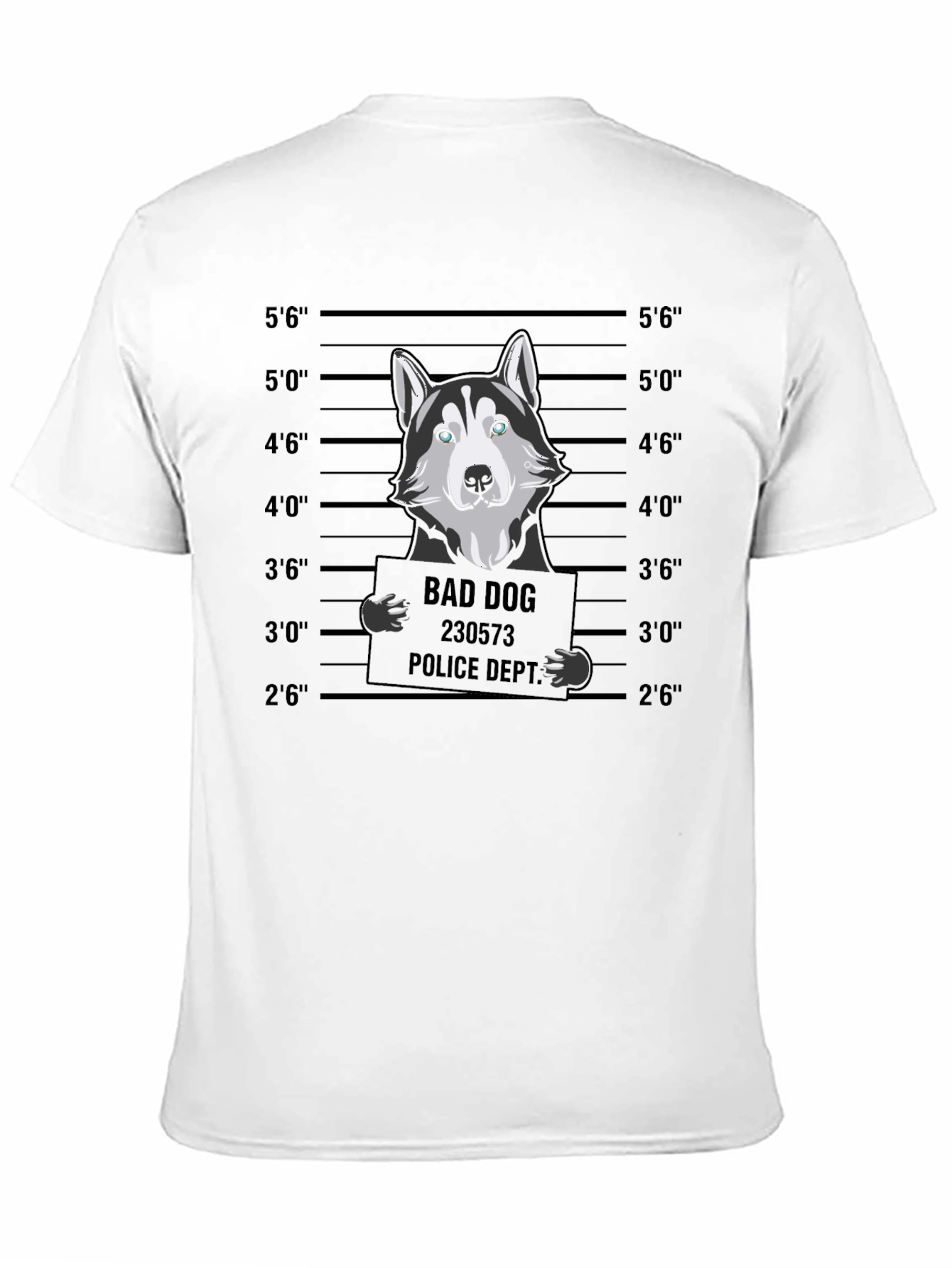 Bad Dog Husky Mugshot T-Shirt - Funny Dog Lover Tee - 11