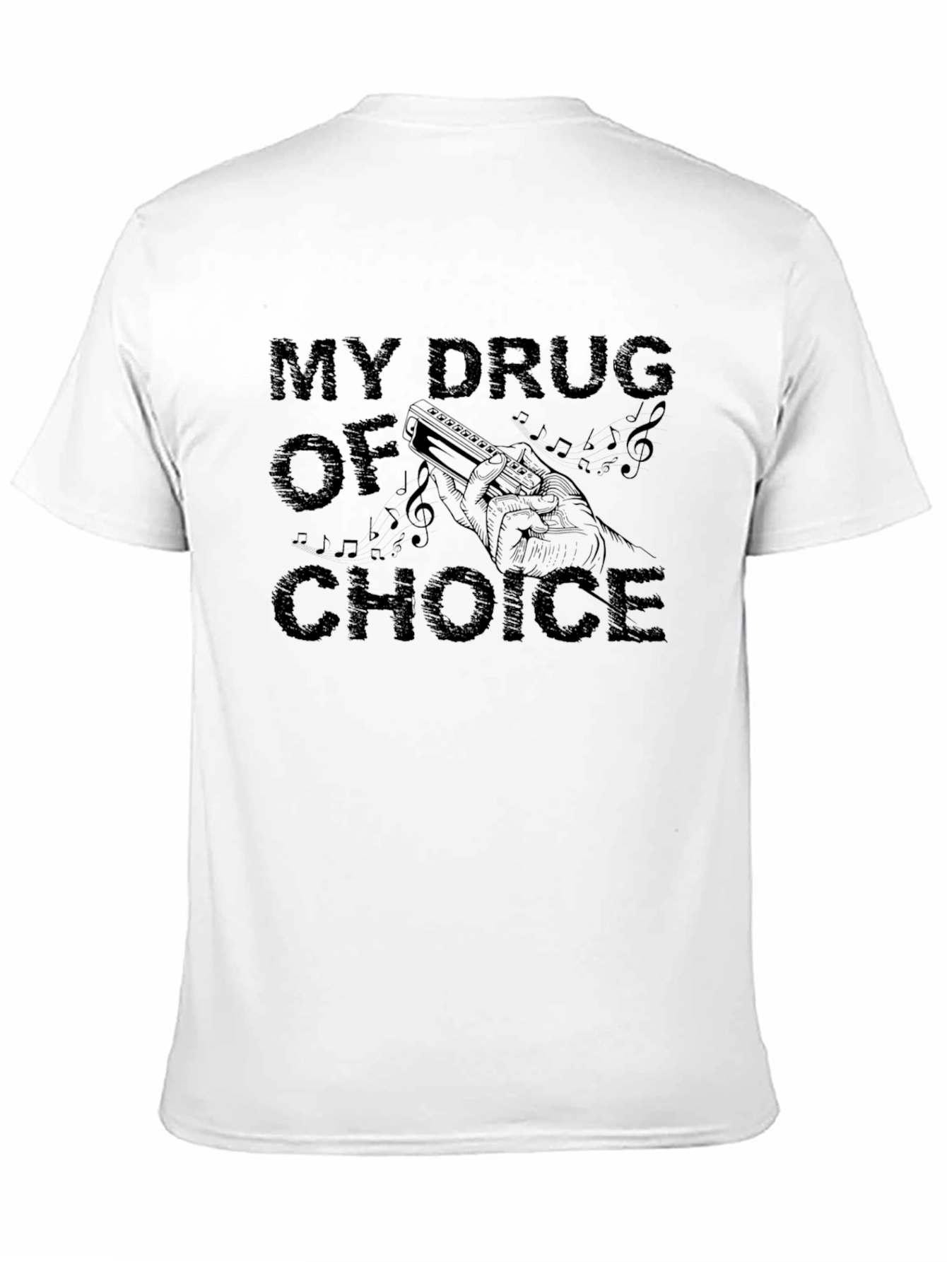 Black My Drug of Choice Harmonica T-Shirt view 11
