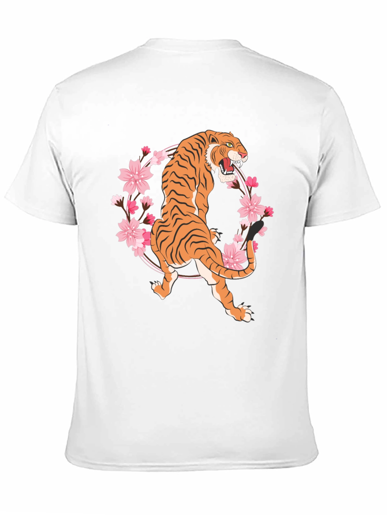 Black Tiger & Cherry Blossom Graphic Tee - Black view 11
