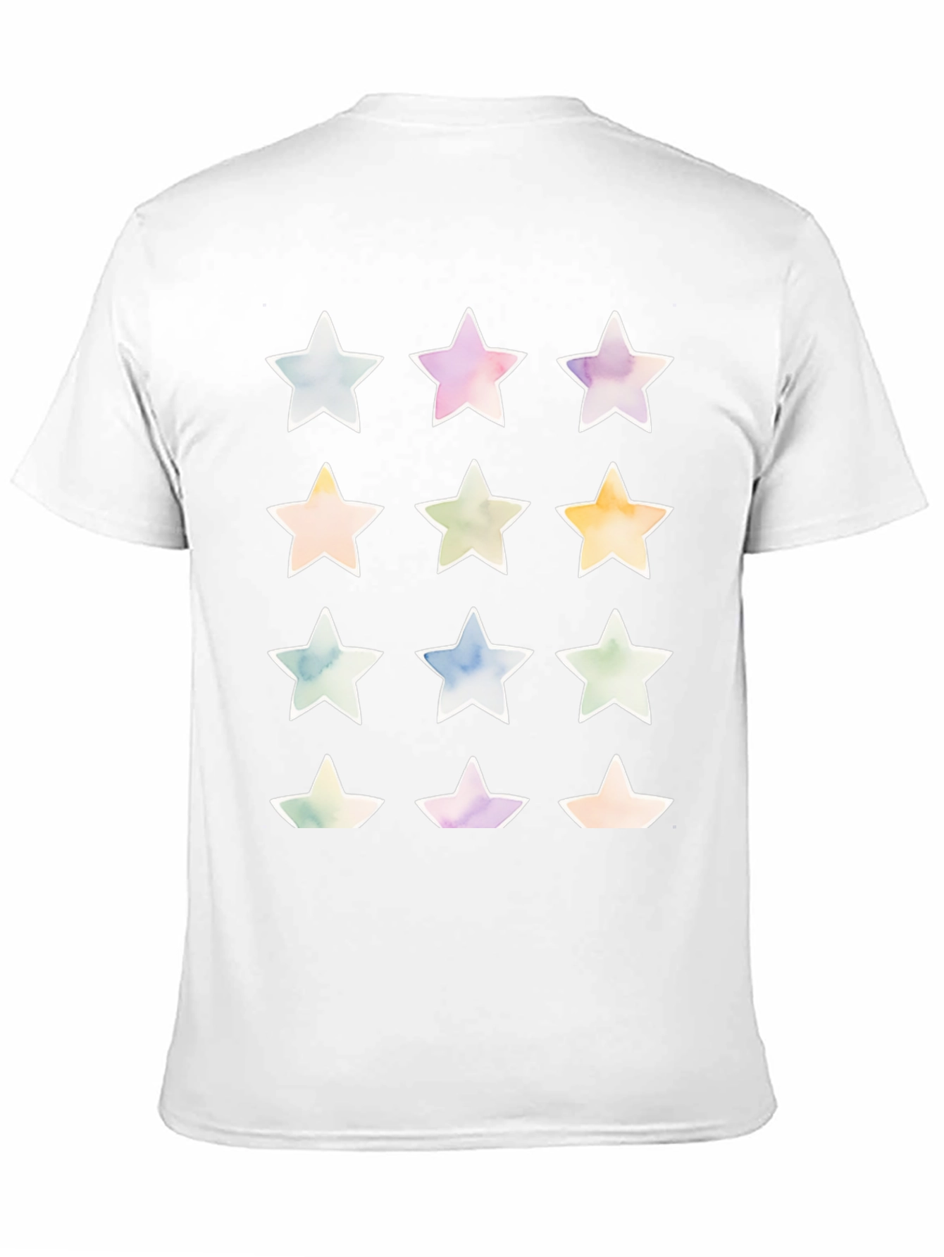 Black Watercolor Star Print Black T-Shirt view 11
