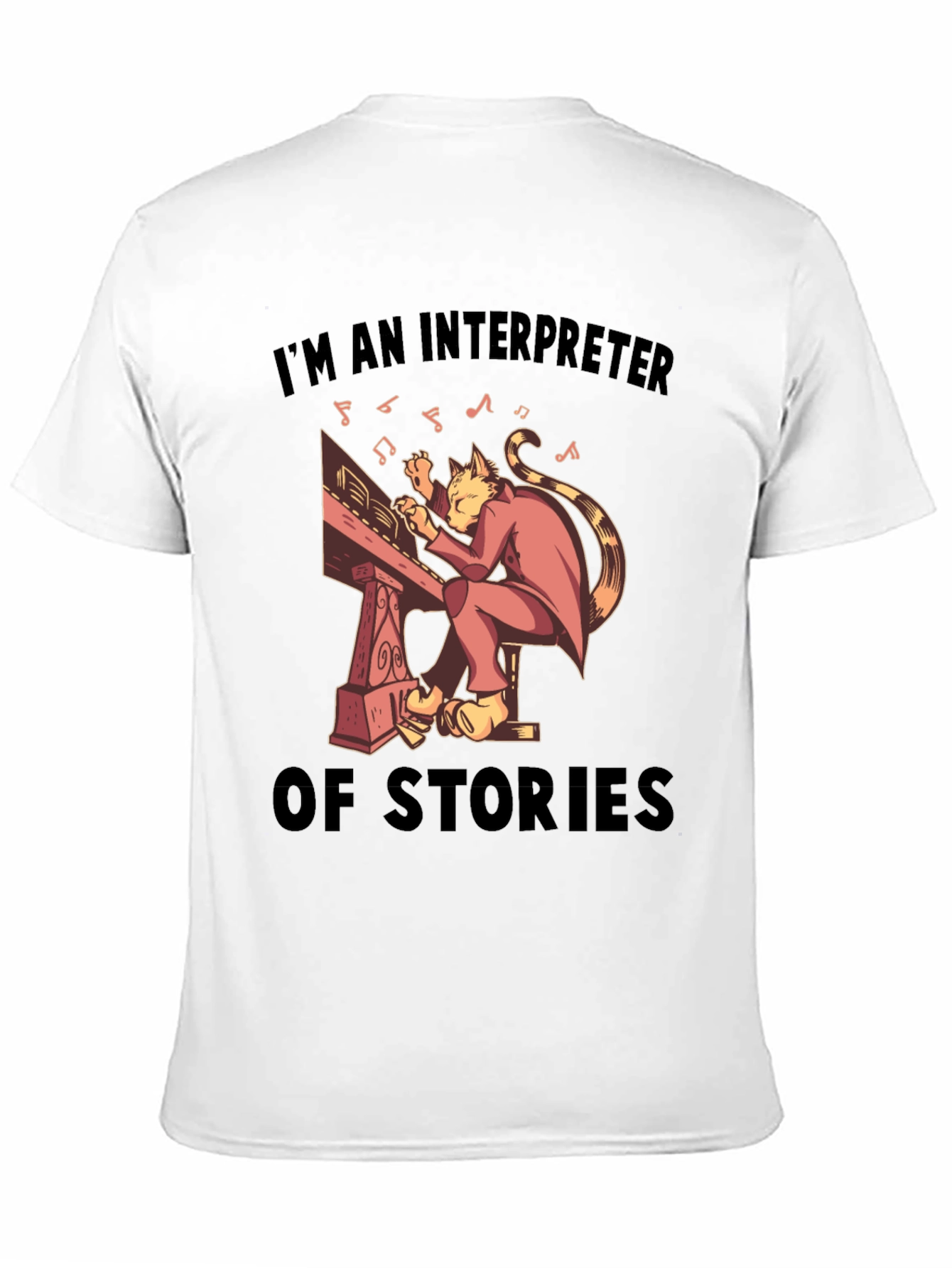 Black Interpreter of Stories Cat Musician T-Shirt view 11