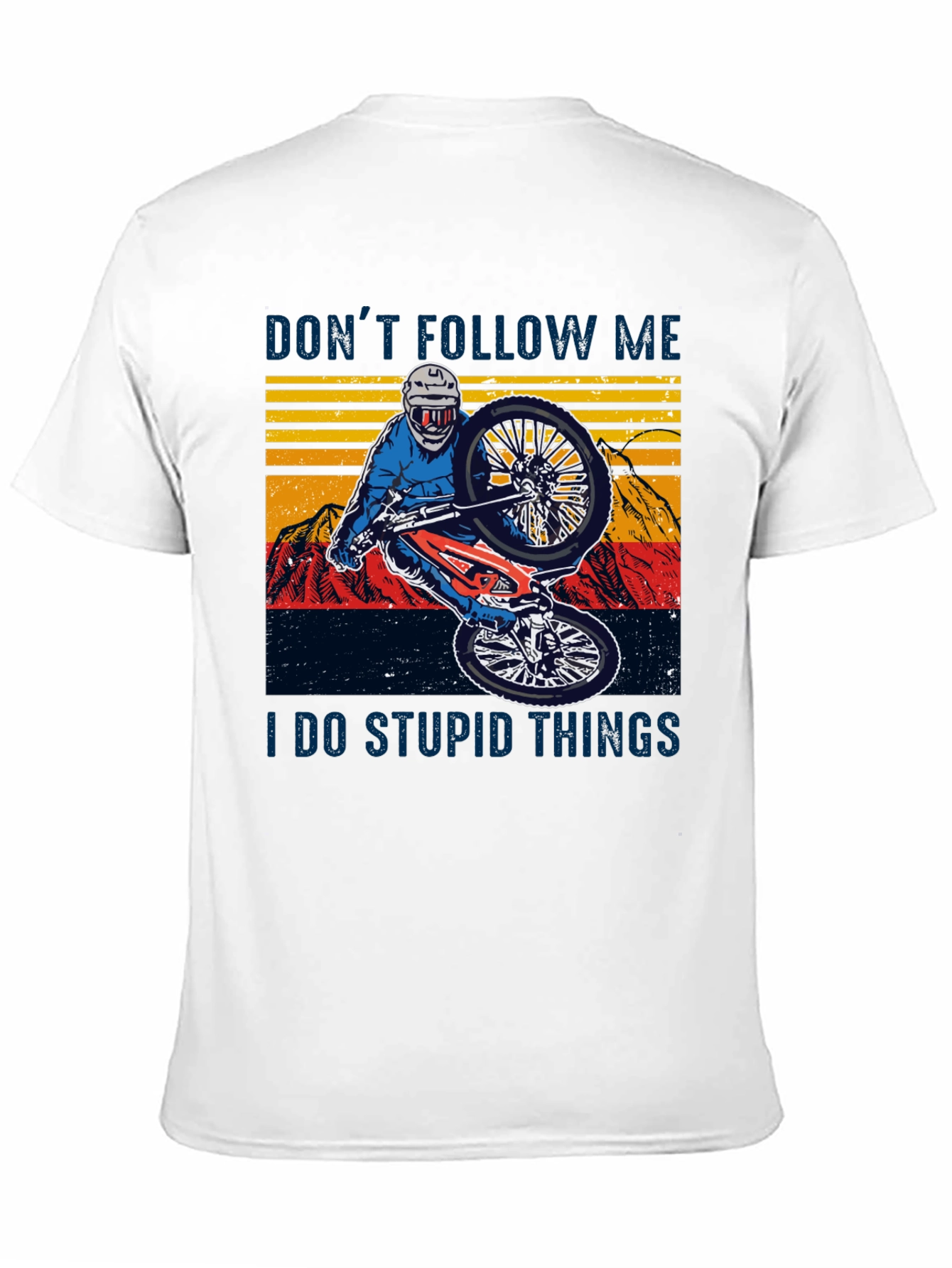 Black Funny Mountain Bike Graphic Tee - Don't Follow Me view 11