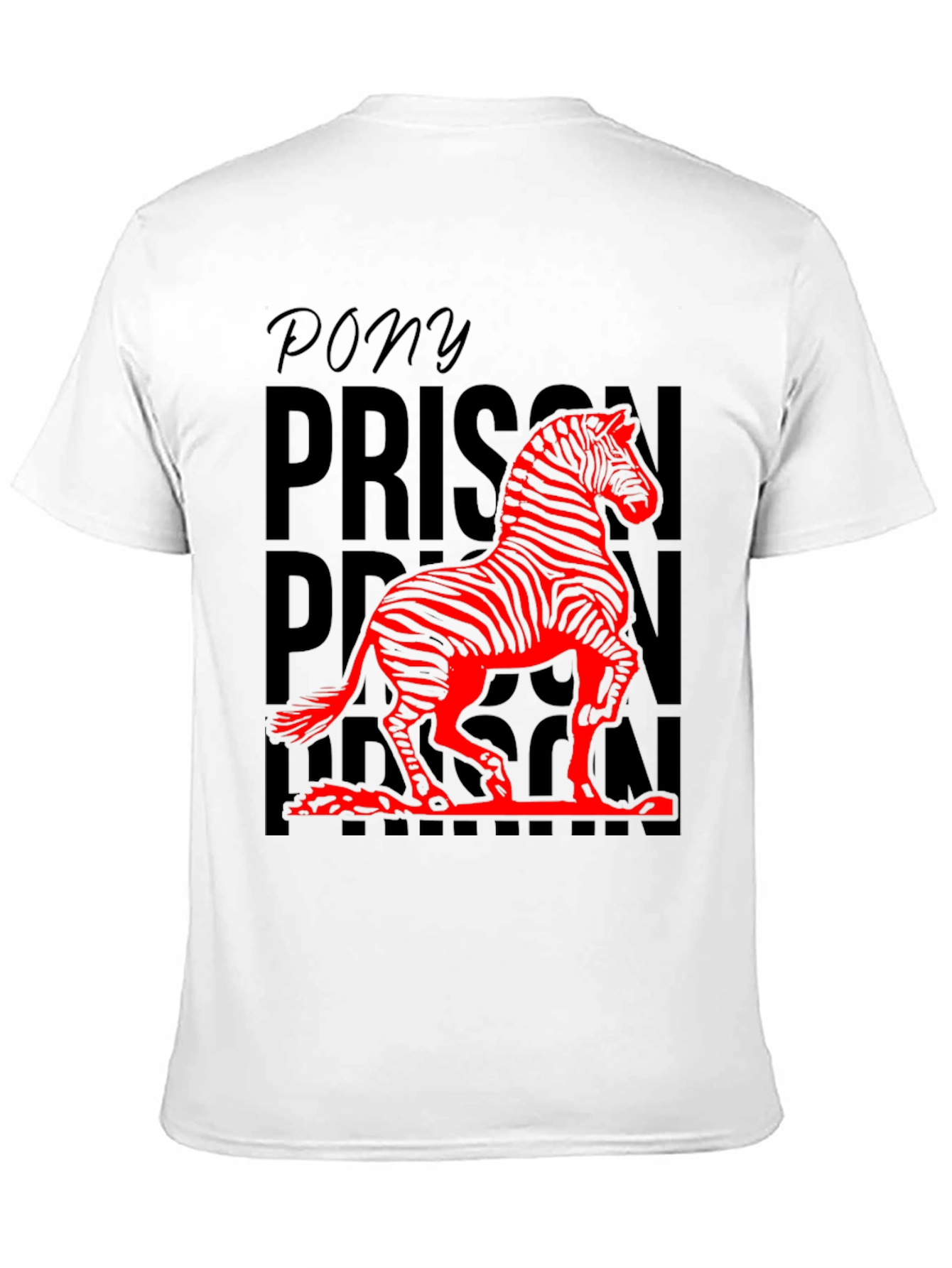 Black Pony Prison Zebra Graphic Tee - Unique Animal Design T-Shirt view 11