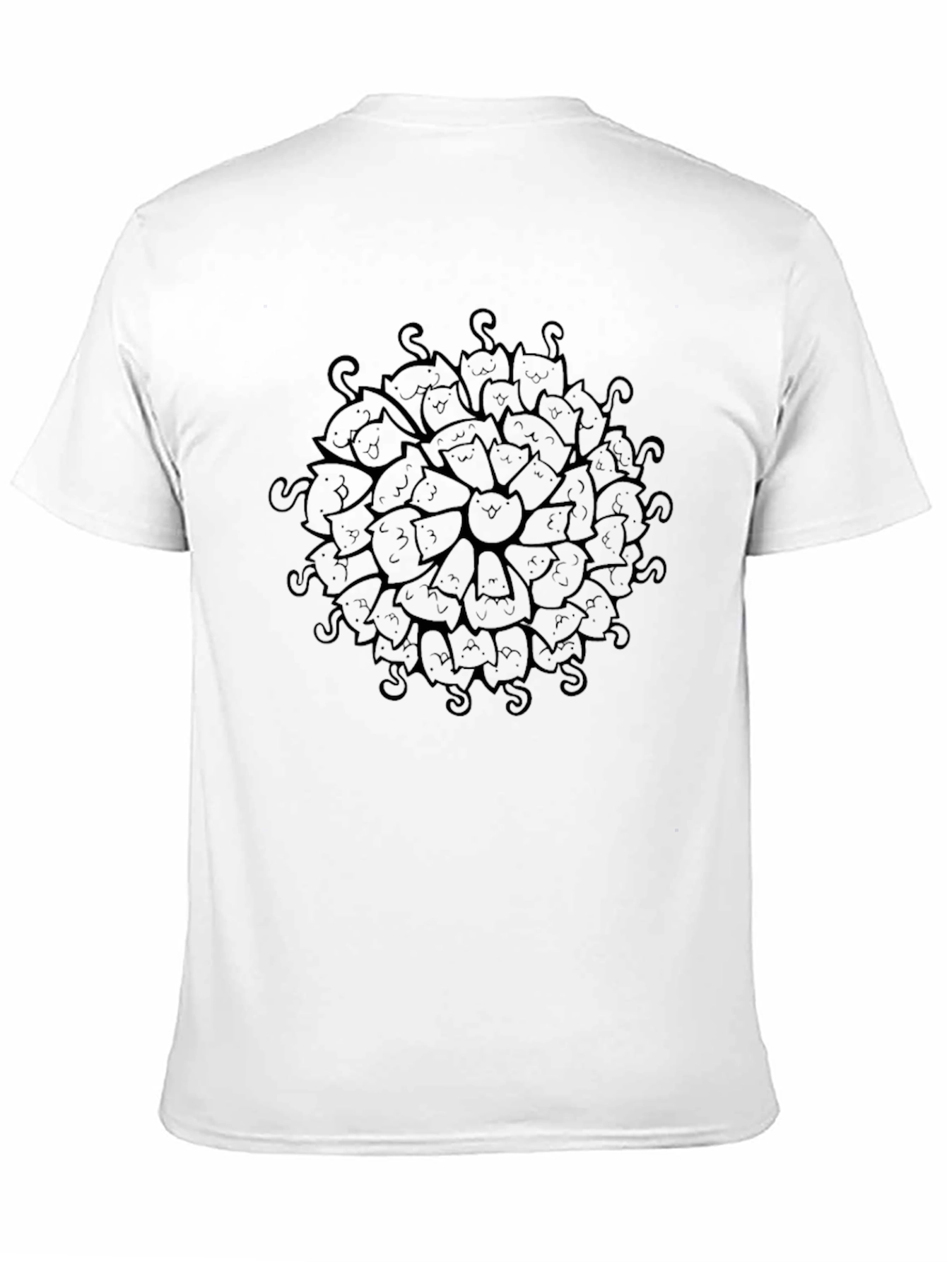 Black Cool Cat Mandala Graphic Black T-Shirt view 11