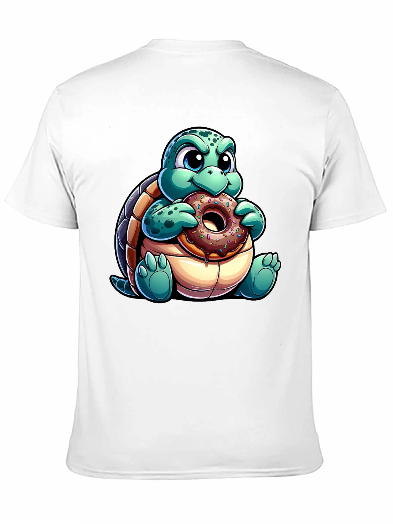 Black Turtle Eating Donut Graphic Tee - Fun Cartoon Shirt view 11