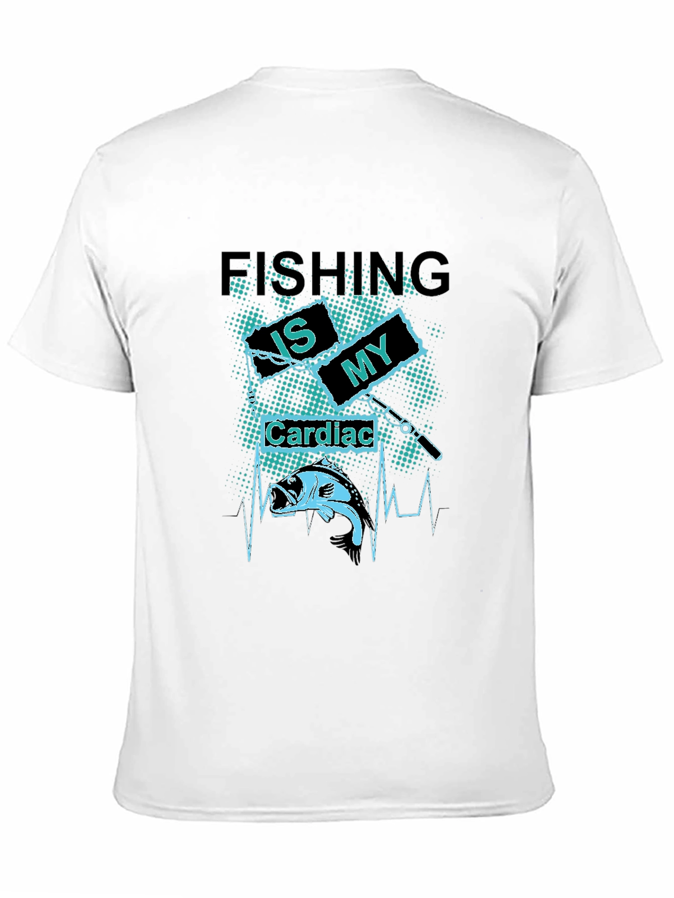 Black Fishing Is My Cardiac T-Shirt - Bass Fisherman Tee view 11