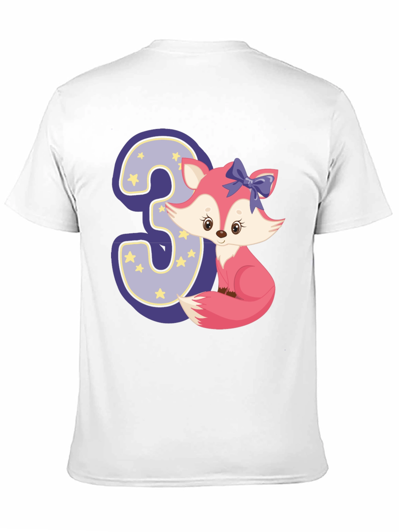 Black Cute Fox 3rd Birthday T-Shirt view 11