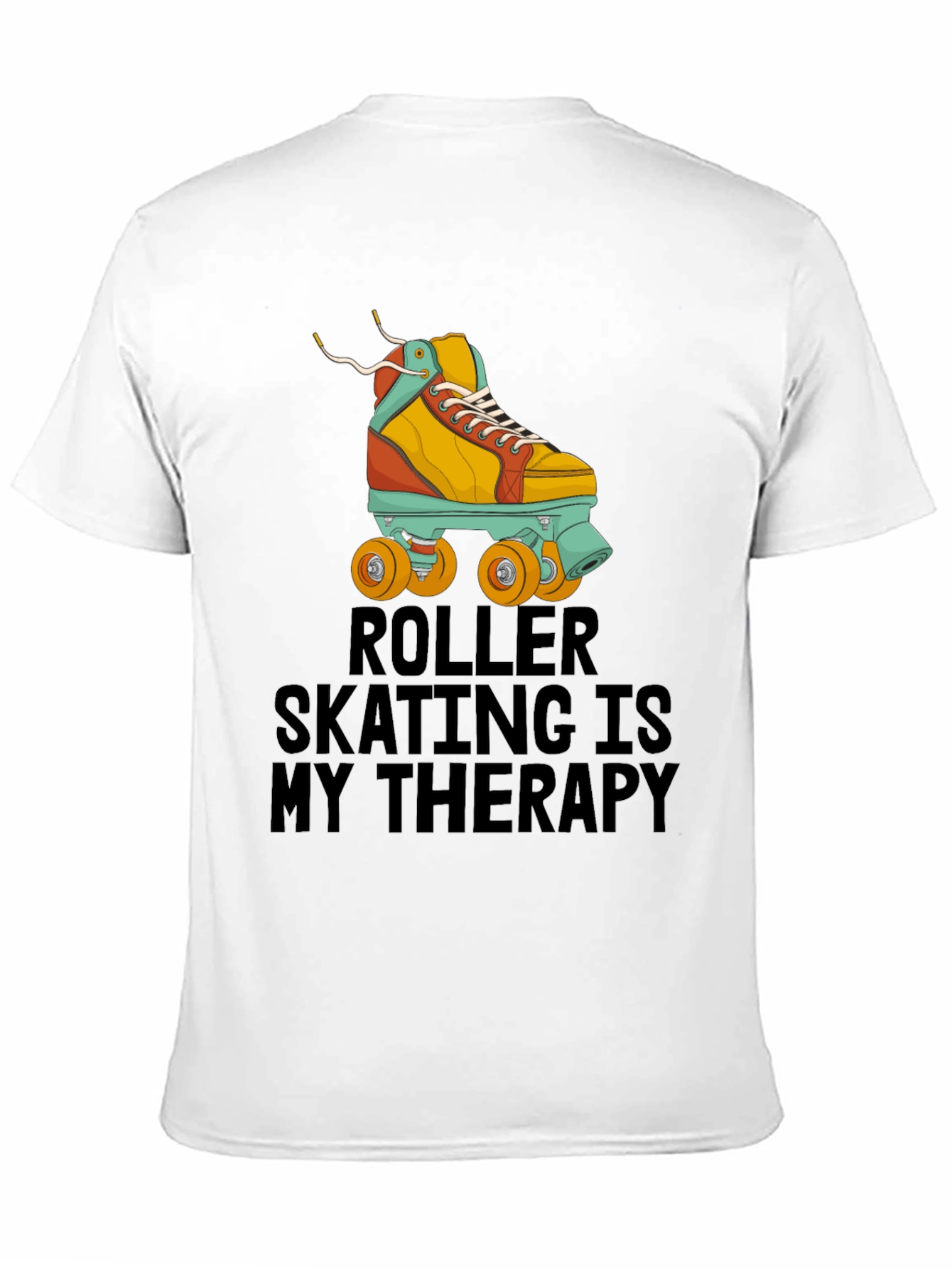 Black Roller Skating Therapy T-Shirt - Cool Retro Design view 11