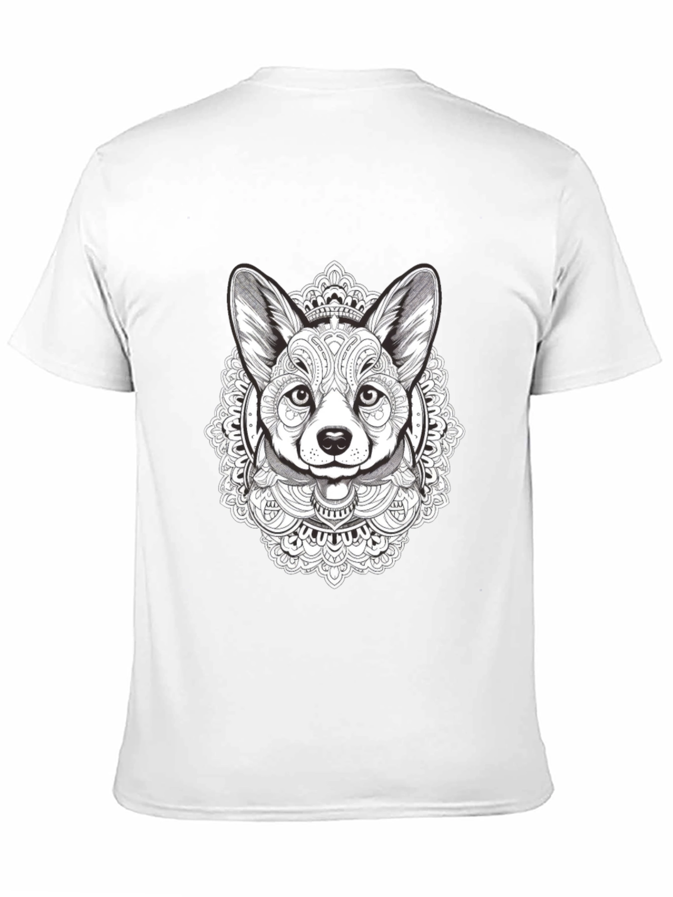 Black Corgi Mandala T-Shirt - Black Graphic Tee view 11