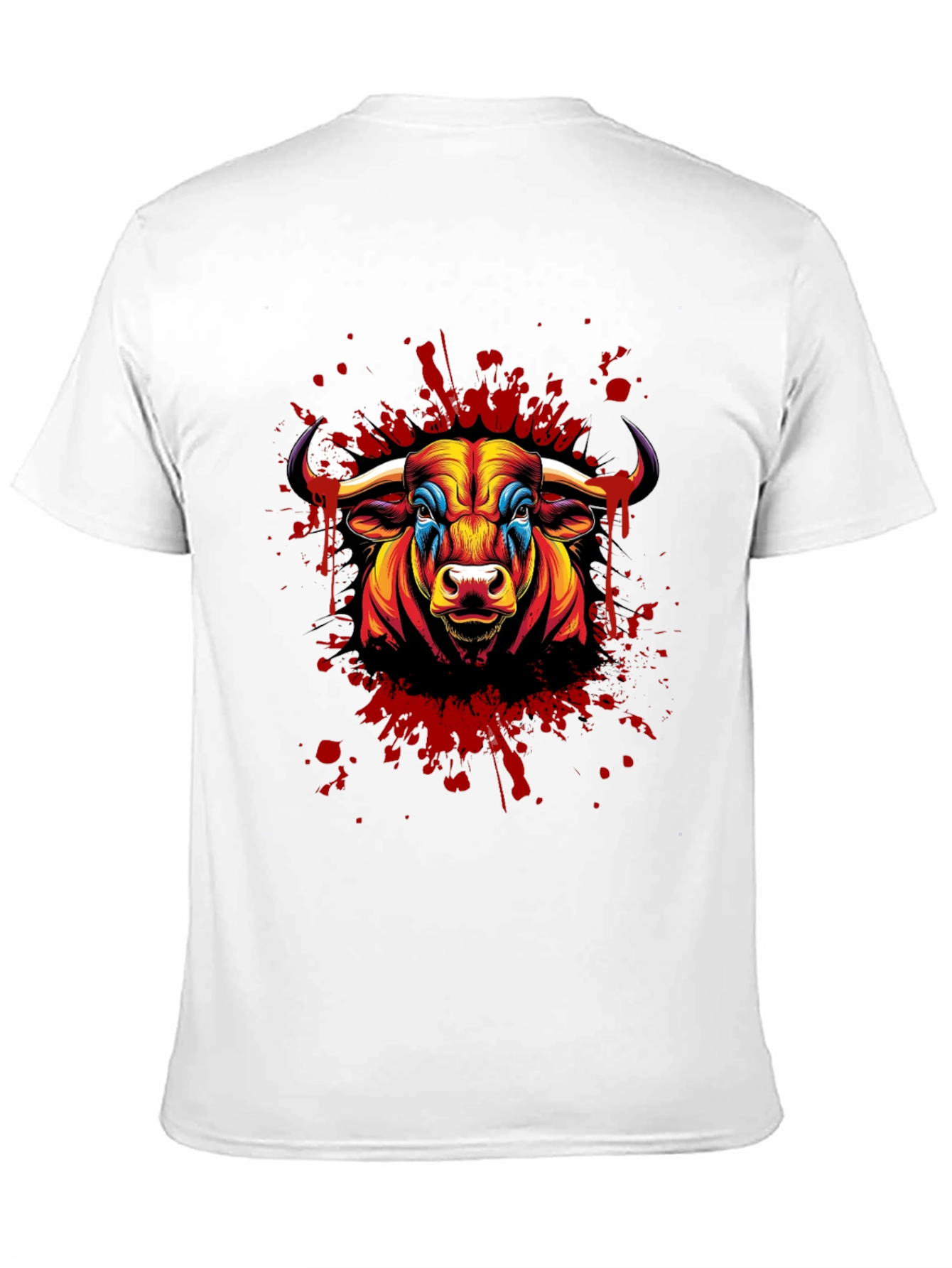 Black Vivid Bull Graphic Print Black T-Shirt view 11