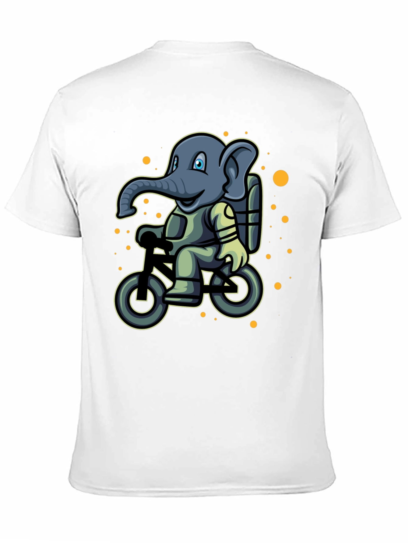 Black Elephant on Bike T-Shirt - Cartoon Style view 11