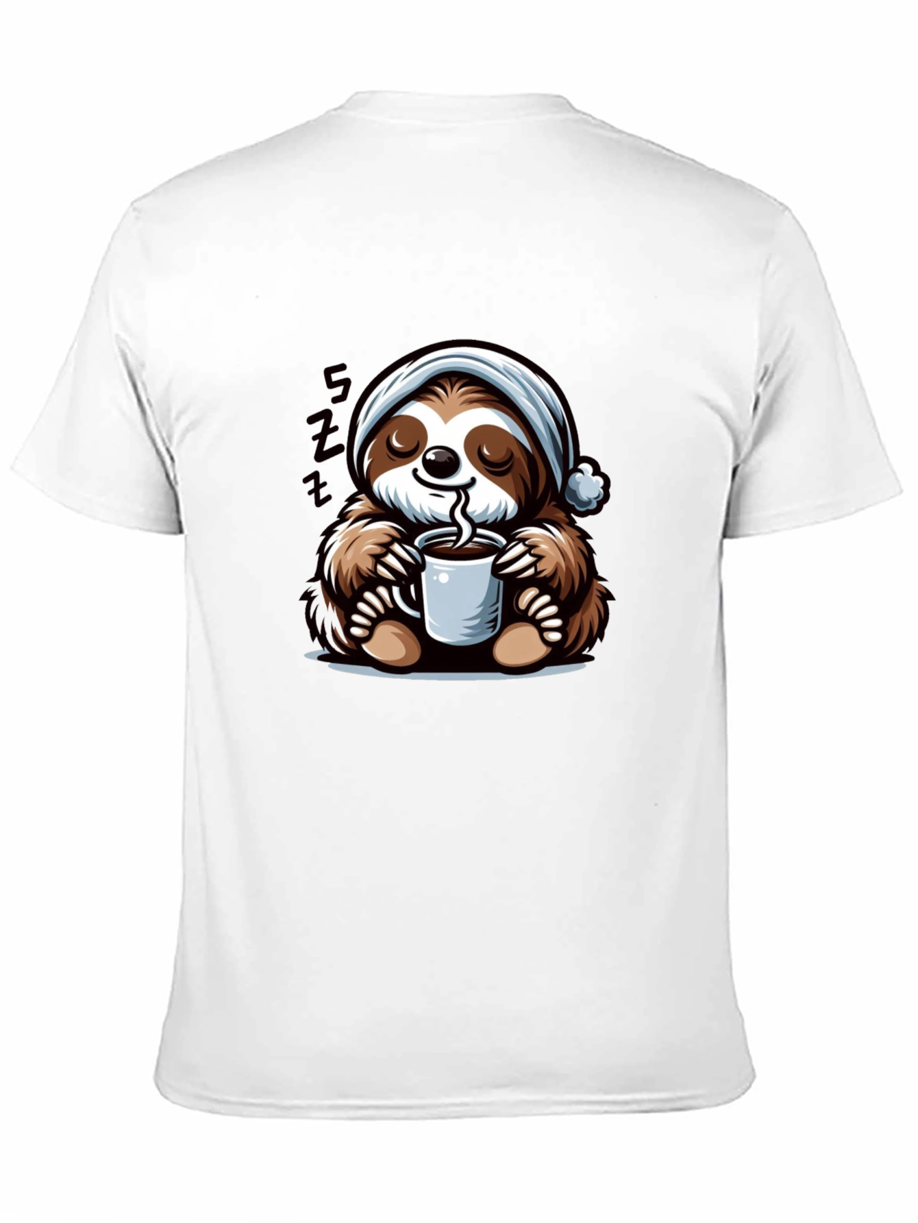 Black Cute Sloth Coffee T-Shirt view 11