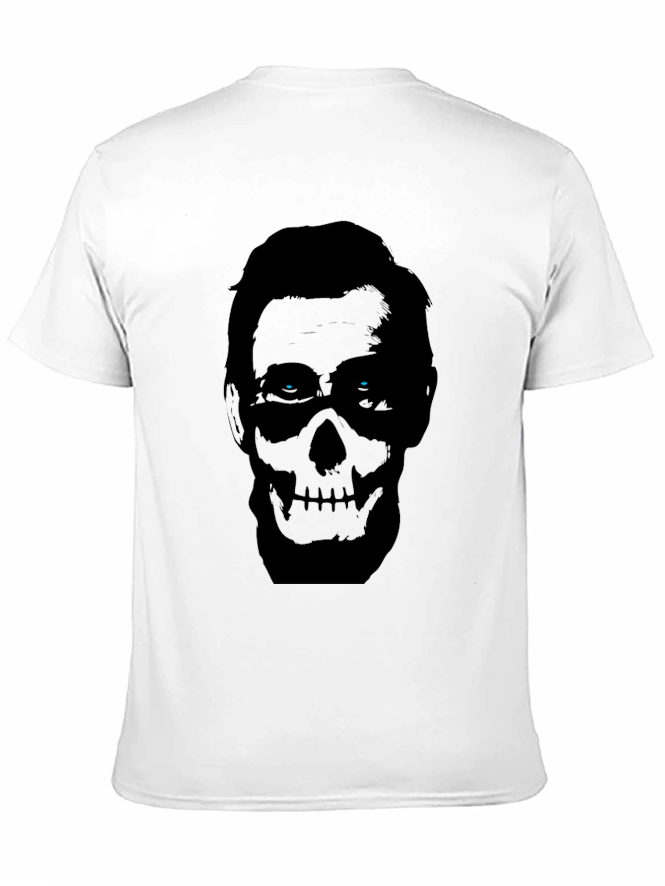 Black Skull Face Graphic Print Men's Black T-Shirt view 11