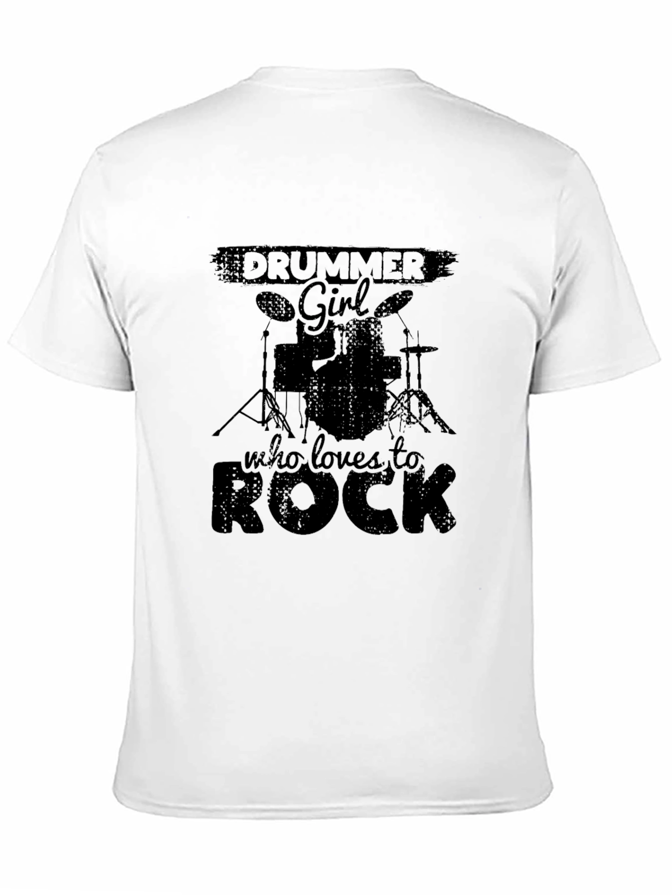 Black Drummer Girl Rock Music T-Shirt view 11