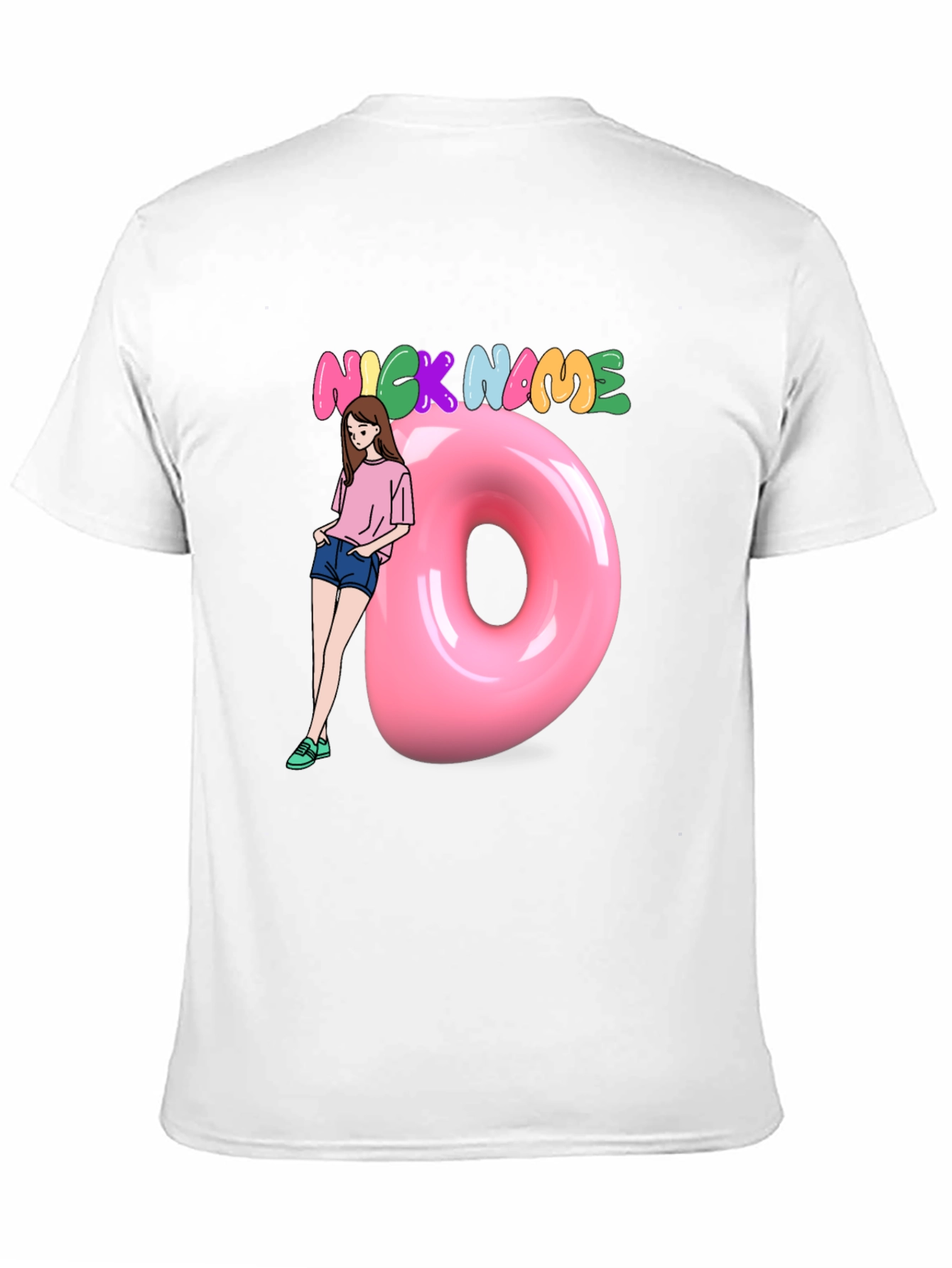 Black Nickname Donut Graphic T-Shirt view 11