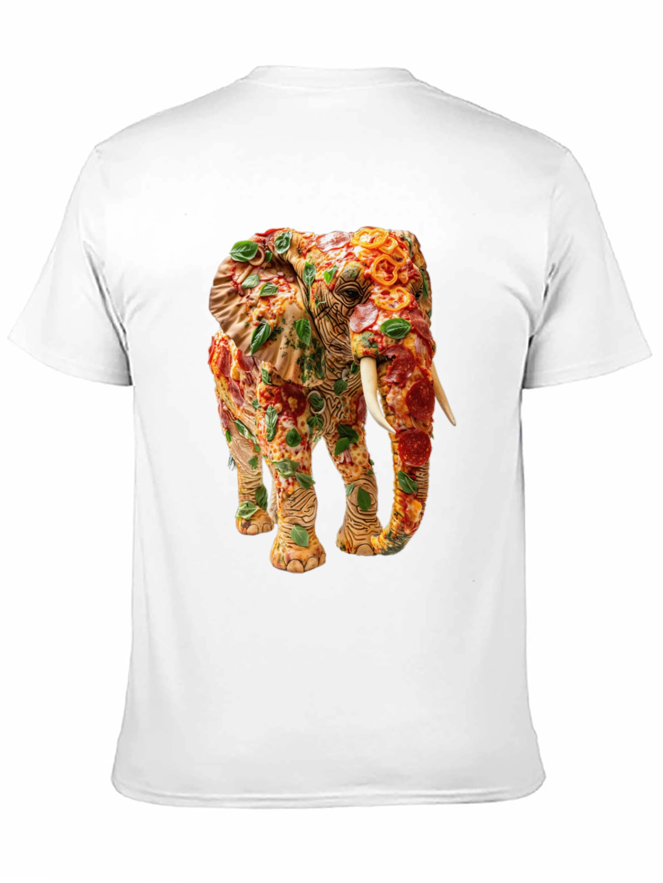 Black Pizza Elephant Graphic Tee - Unique Food Art Shirt view 11