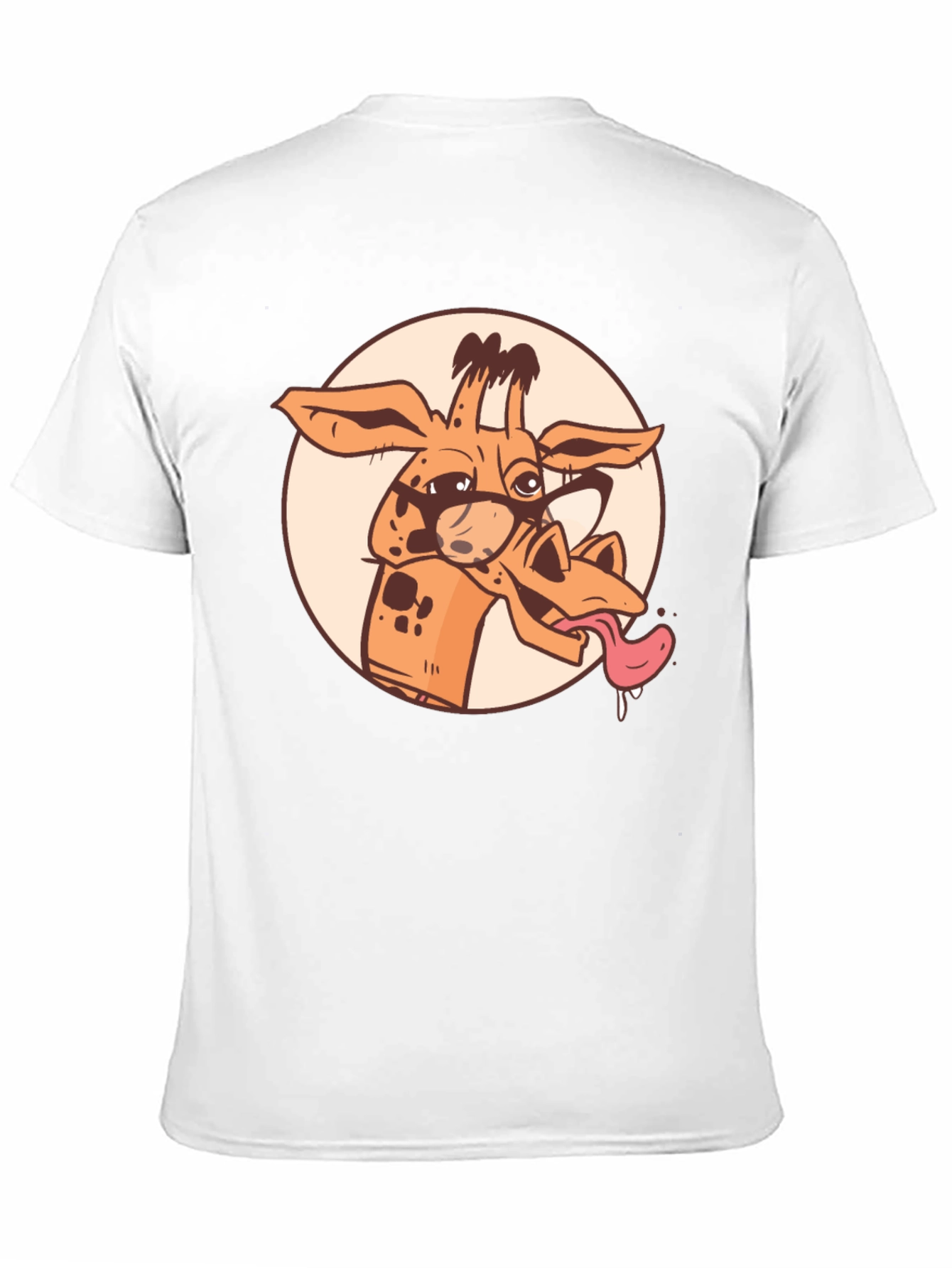 Black Giraffe Cartoon Graphic Tee - Black Cotton T-Shirt view 11