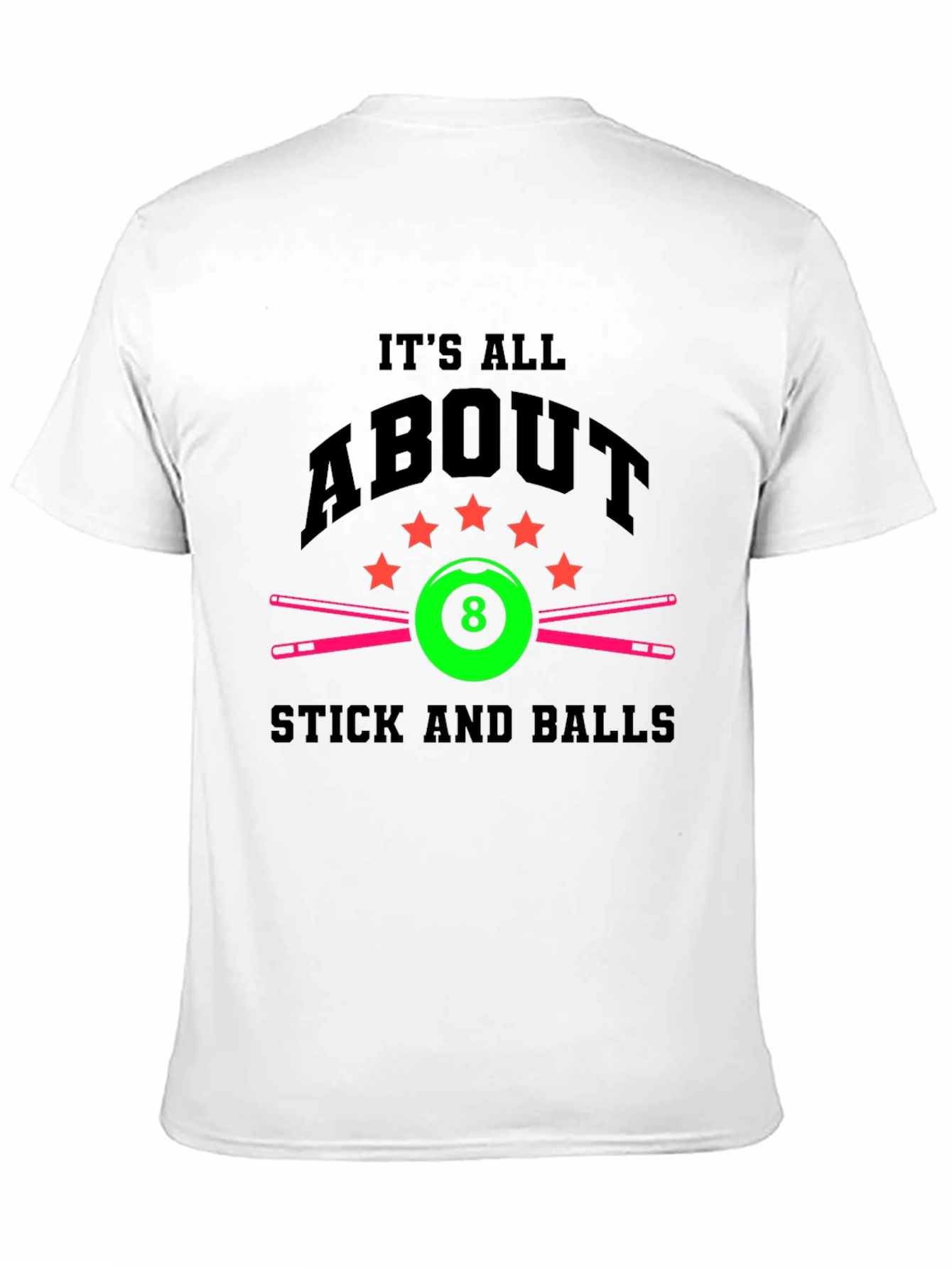 Black Pool 8 Ball T-Shirt - Stick and Balls view 11
