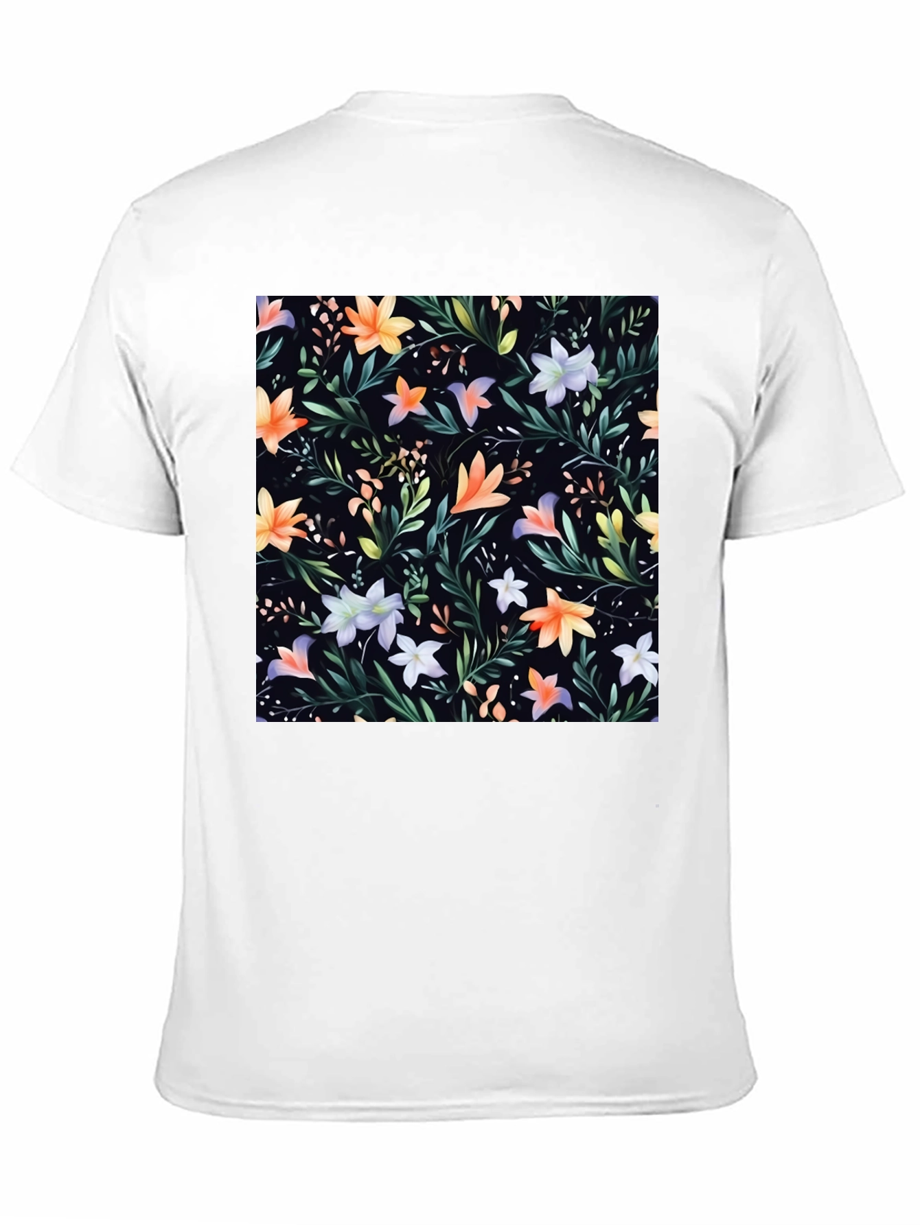 Black Floral Print Black Crew Neck T-Shirt view 11