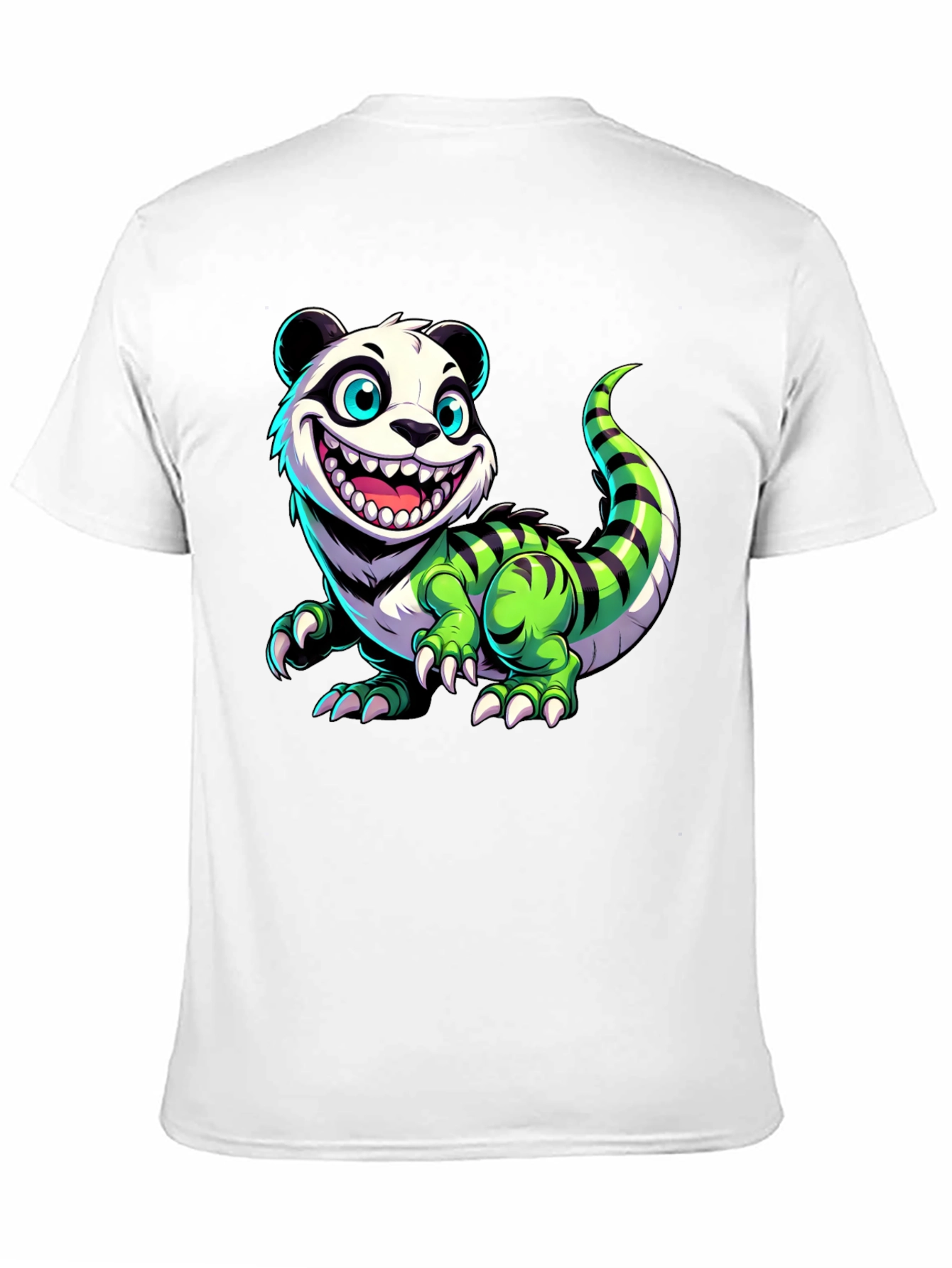 Black Cartoon Panda Lizard Graphic Tee - Unique & Fun Design! view 11