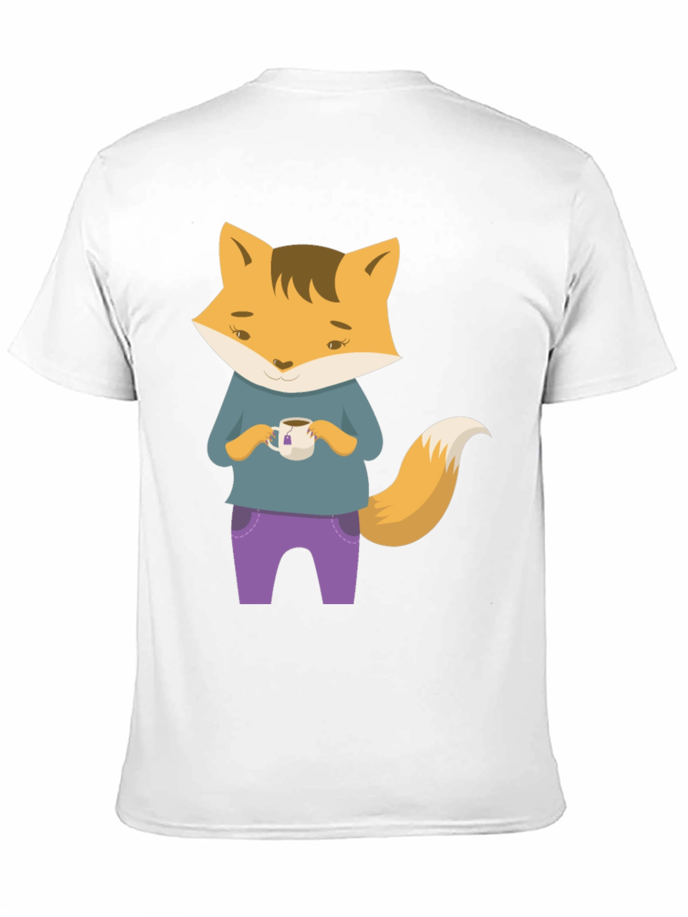 Black Fox Tea T-Shirt - Cute Cartoon Fox Design view 11