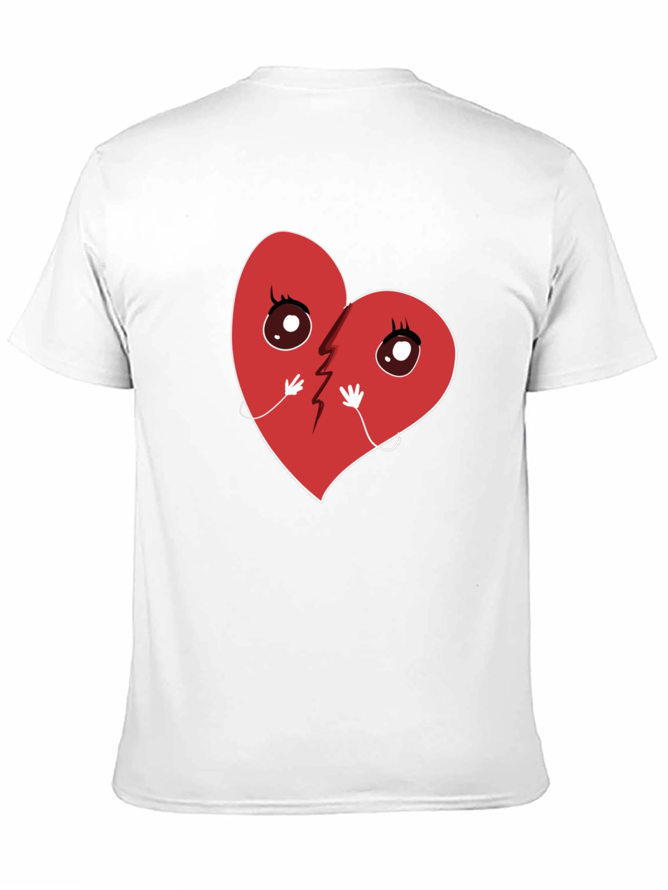 Black Broken Heart Cartoon Graphic T-Shirt - Unisex Casual Tee view 11