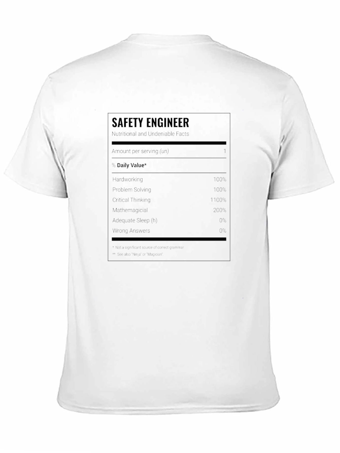 Black Safety Engineer Nutritional Facts T-Shirt view 11