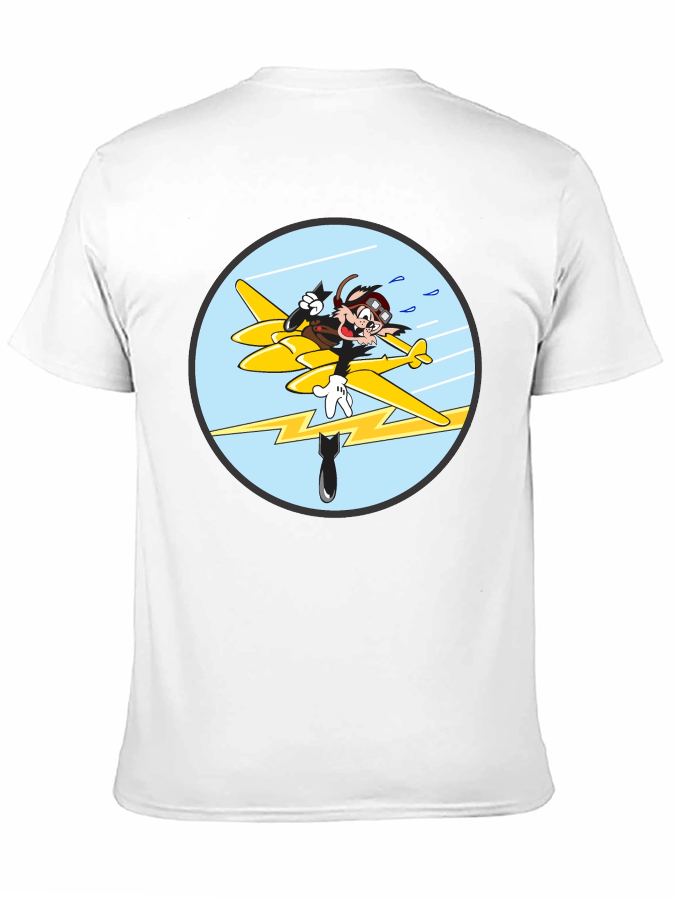 Black Cartoon Aviator Tee - Black Cotton Blend view 11
