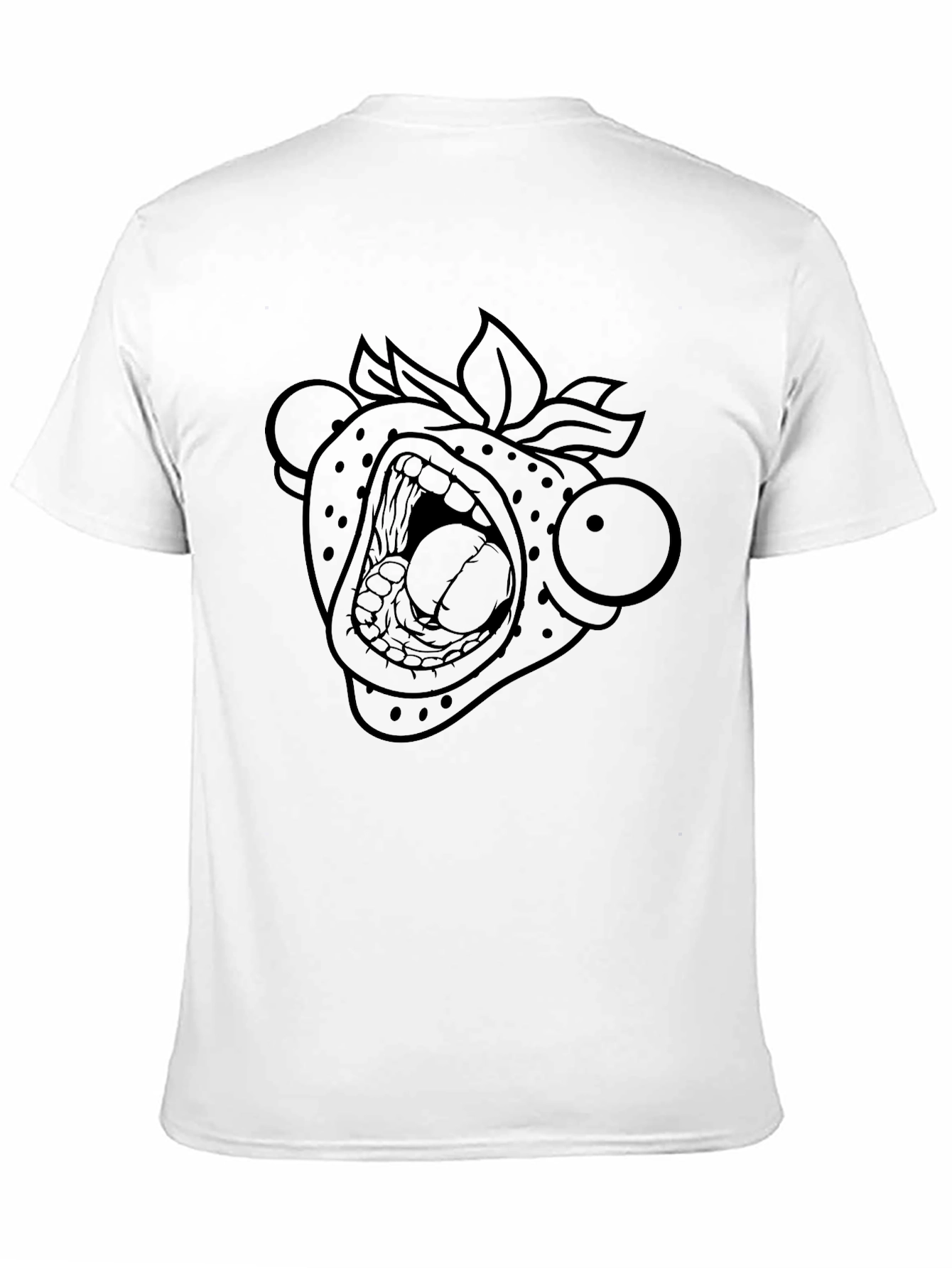 Black Screaming Strawberry Graphic Tee - Black Cotton T-Shirt view 11