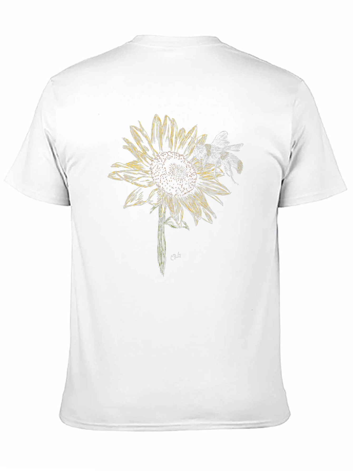 Black Sunflower and Bee Graphic Tee - Black Cotton Blend view 11