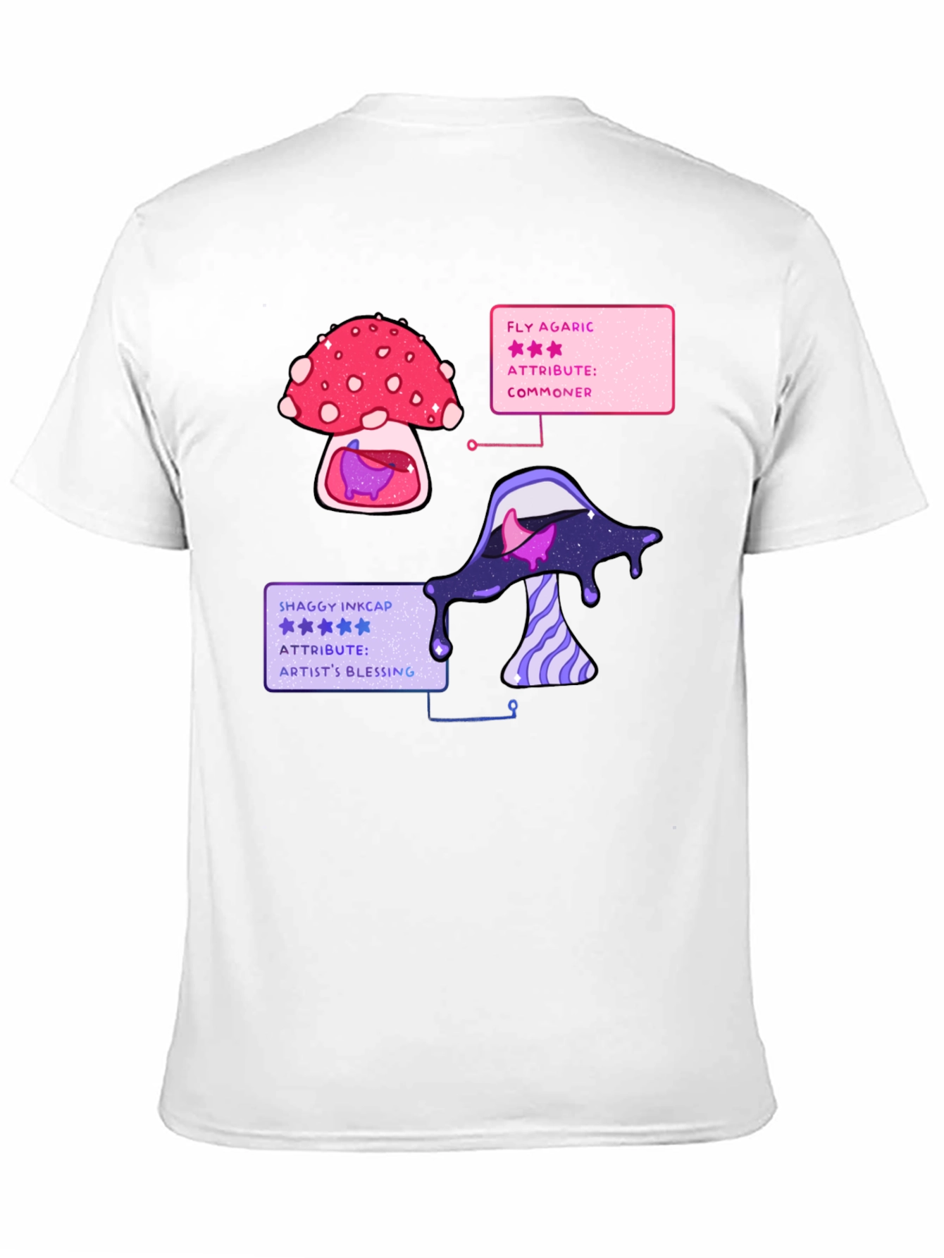 Black Mushroom T-Shirt - Fly Agaric & Shaggy Inkcap Design view 11